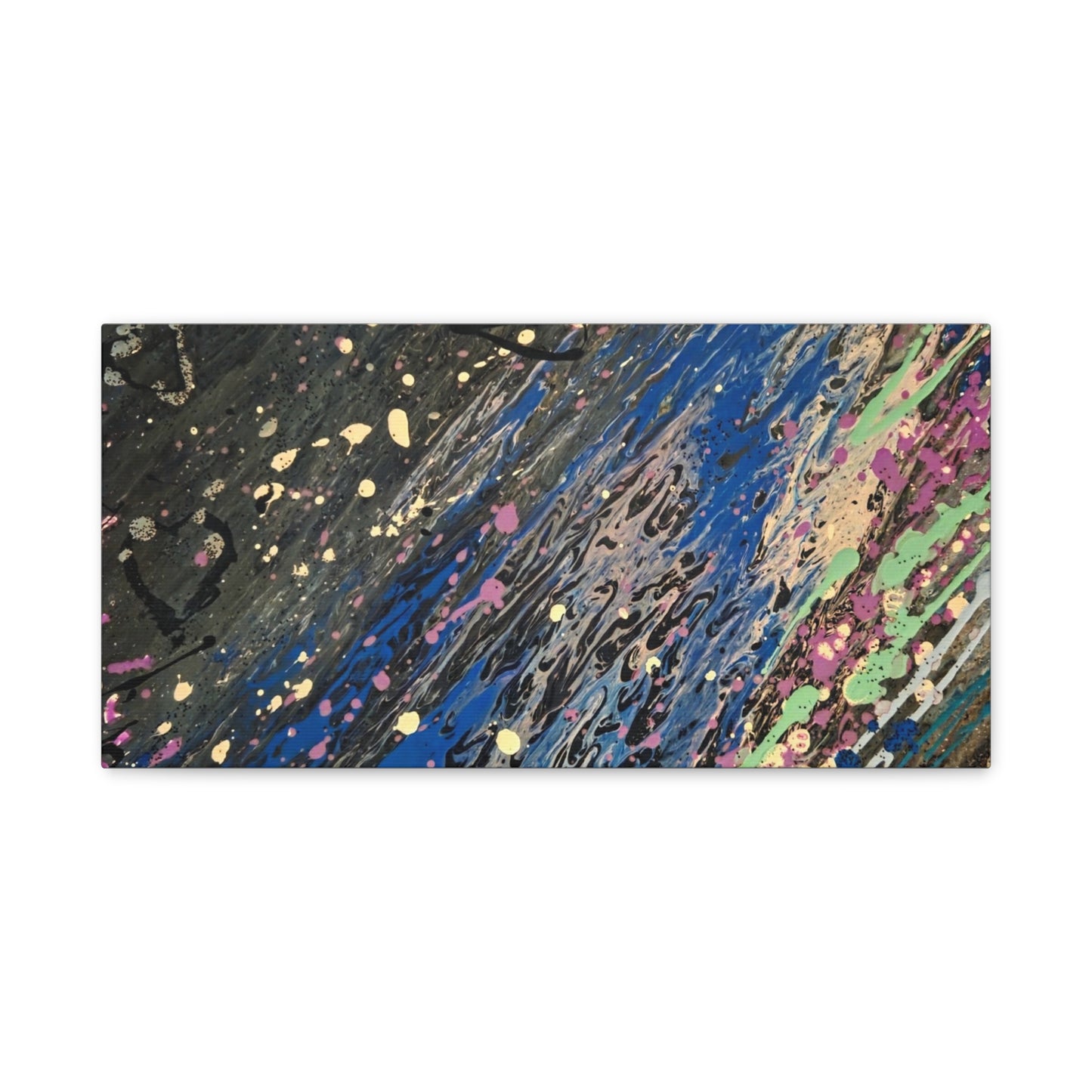 Abstract Splatter Matte Canvas Print — Colorful Fluid Art Wall Decor, Stretched 1.25"