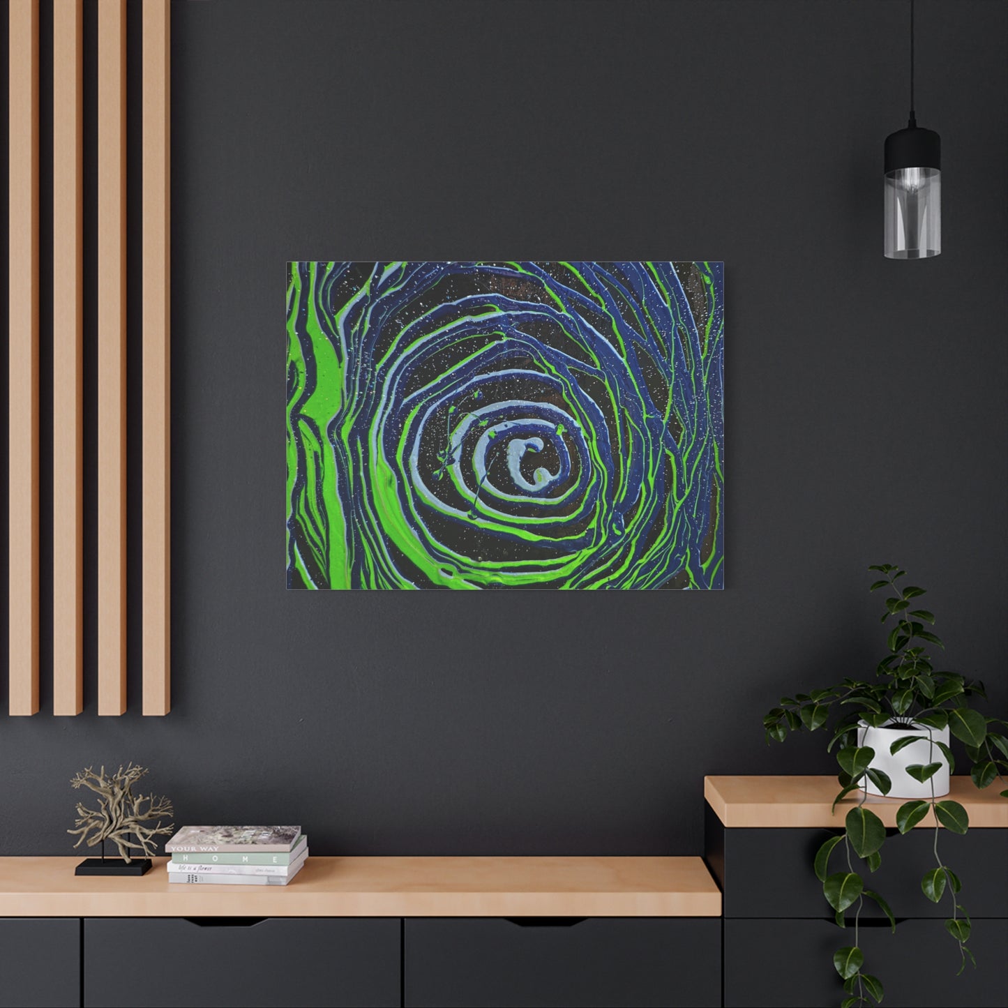 Abstract Green Swirl Matte Canvas Art — Stretched 1.25" Wall Décor