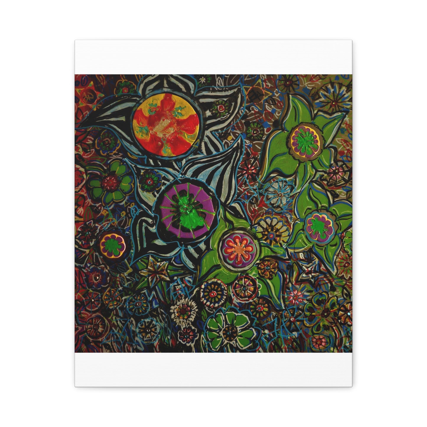 Urban_gardening-03 - Psychedelic Floral Canvas Print — Vibrant Abstract Garden Wall Art