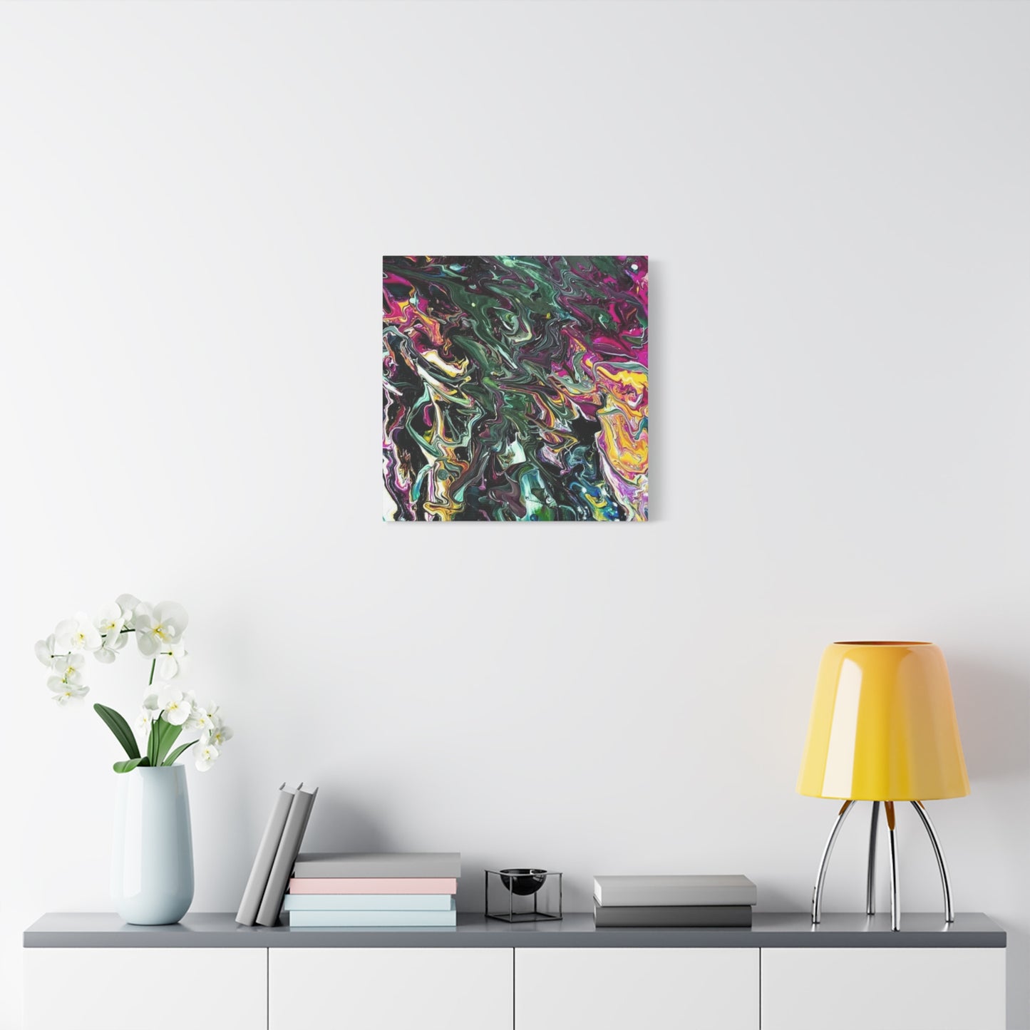 chaos in the garden - Abstract Fluid Art Matte Canvas Print - Colorful Swirl Wall Art