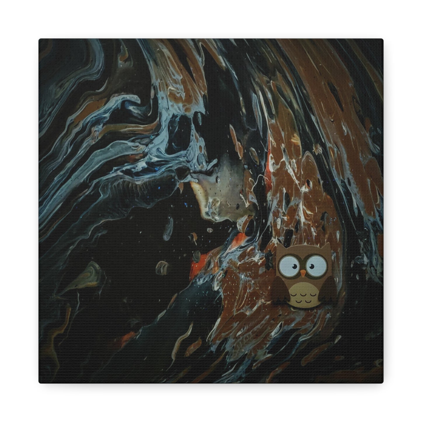 Abstract Swirl Owl Matte Canvas Print