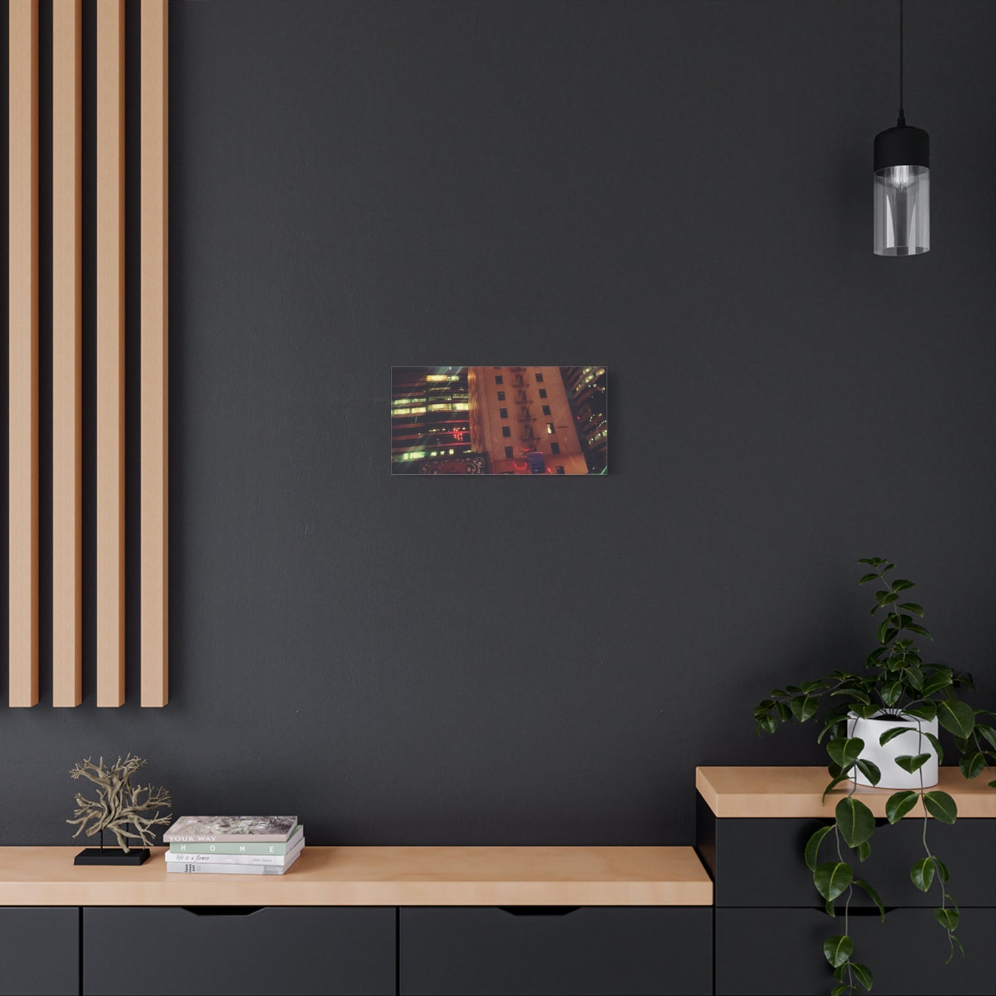Hotel DeAnza - City Nightscape Canvas Print — Urban Street Art Building Matte Stretched 1.25"