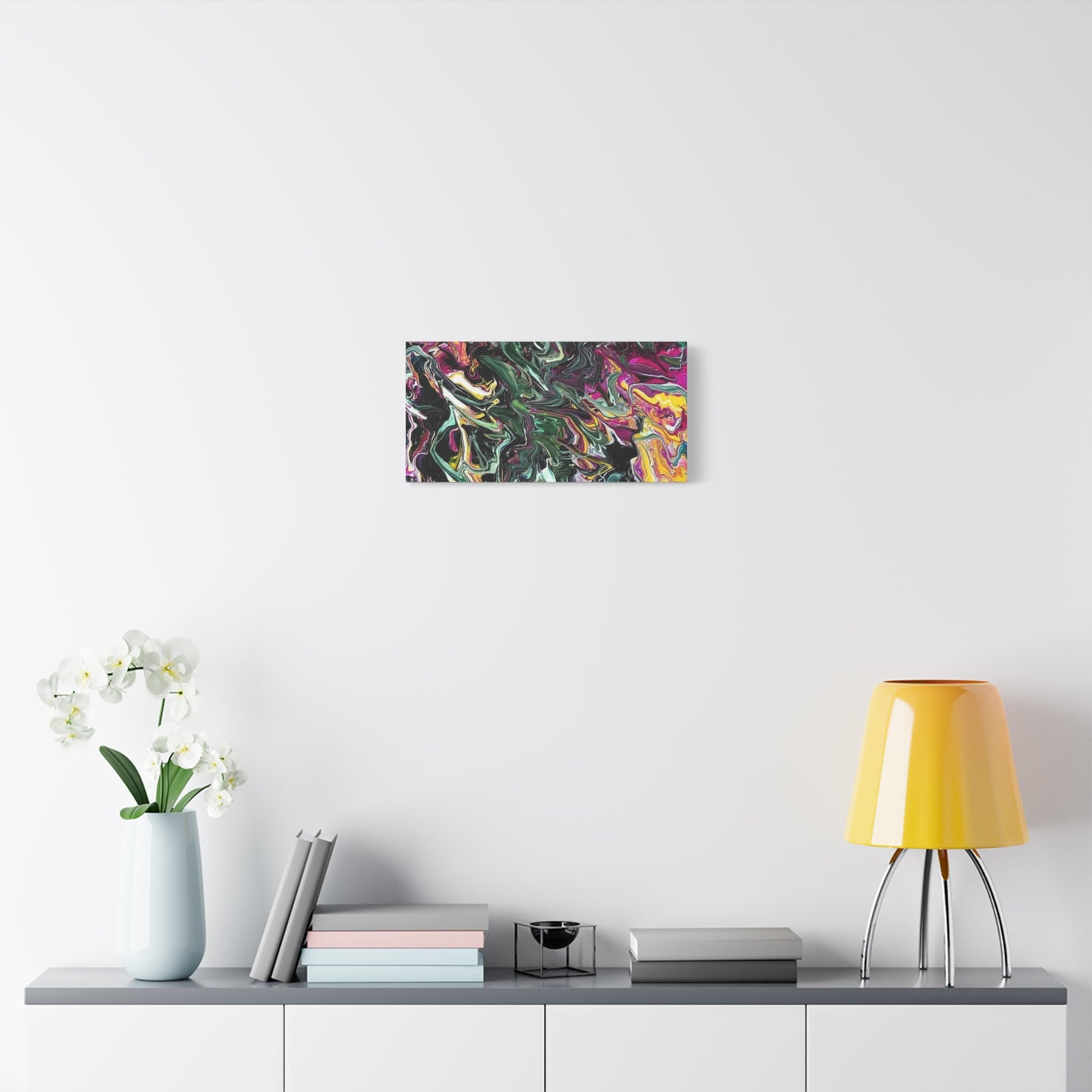 chaos in the garden - Abstract Fluid Art Matte Canvas Print - Colorful Swirl Wall Art