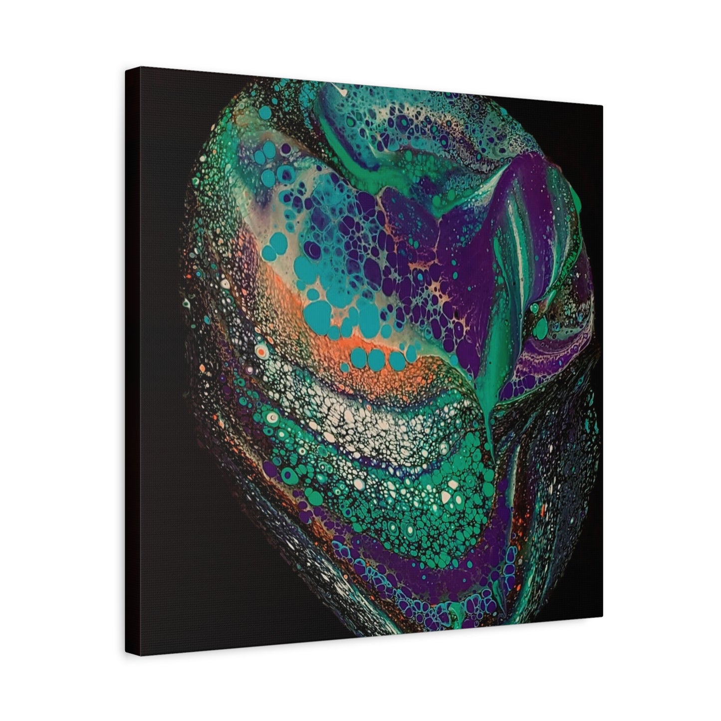 Abstract Fluid Art Canvas Print — Teal, Purple & Gold Swirl Matte Stretched Wall Art