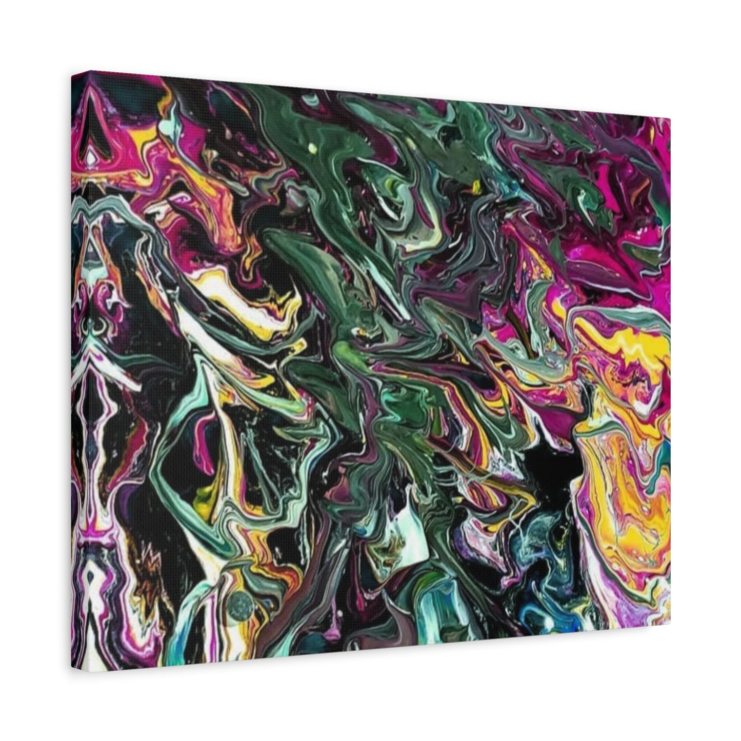 chaos in the garden - Abstract Fluid Art Matte Canvas Print - Colorful Swirl Wall Art