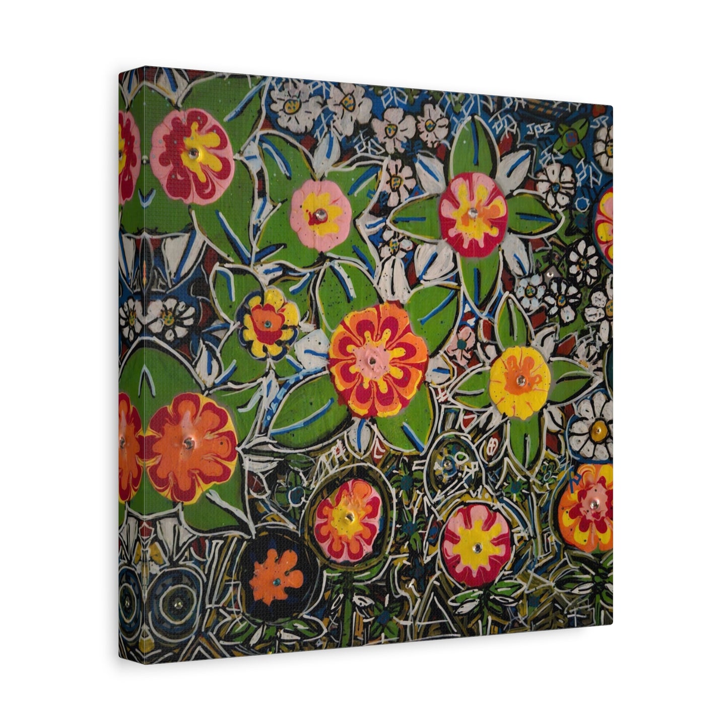 Urban_gardening-04 - Floral Pop Matte Stretched Canvas – Colorful Hand-Painted Garden Wall Art