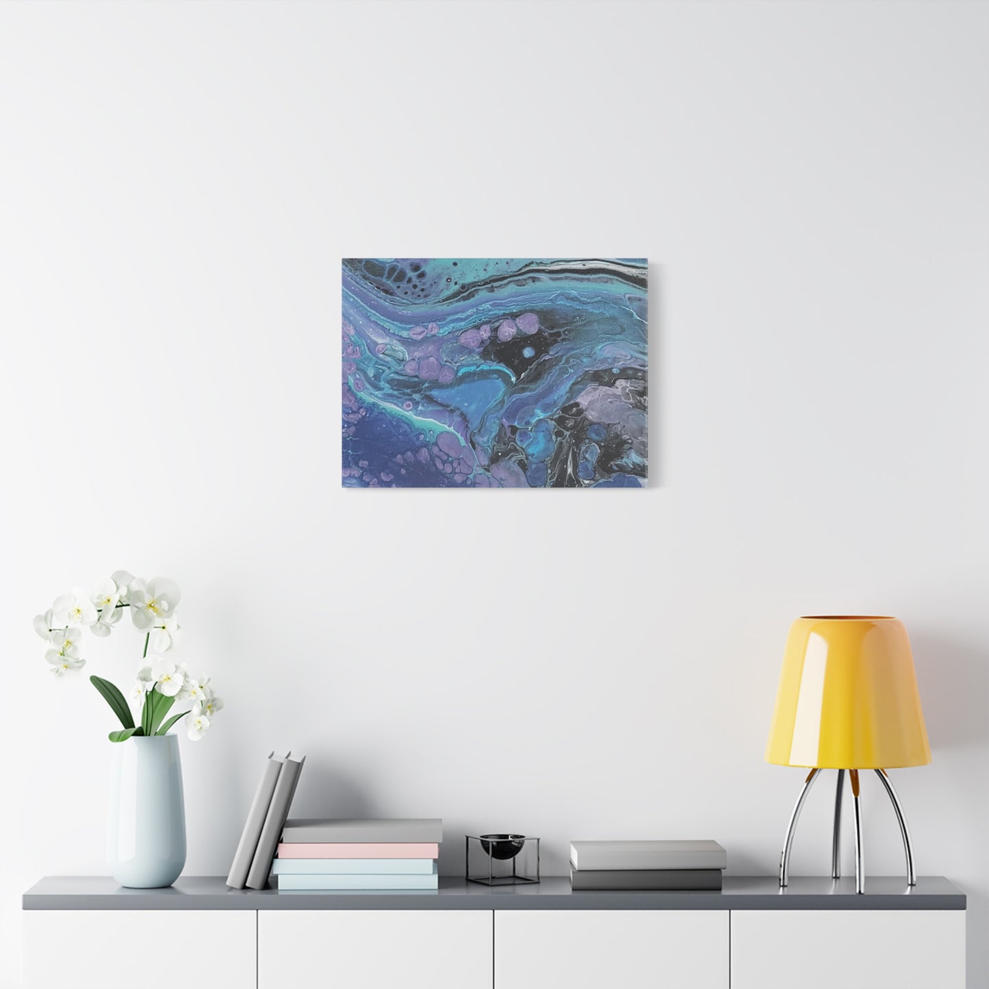 Abstract Ocean Wave Matte Canvas Print — Blue & Purple Fluid Art, Stretched 1.25"