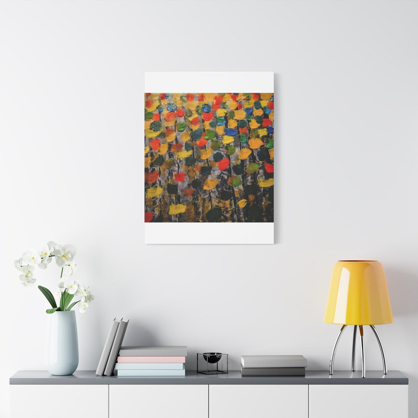 birch trees with color strokes - Abstract Color Bloom Matte Canvas Wall Art — Stretched 1.25"