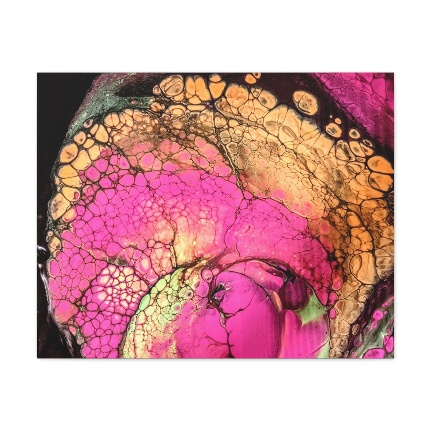 Abstract Pink & Gold Fluid Art Canvas