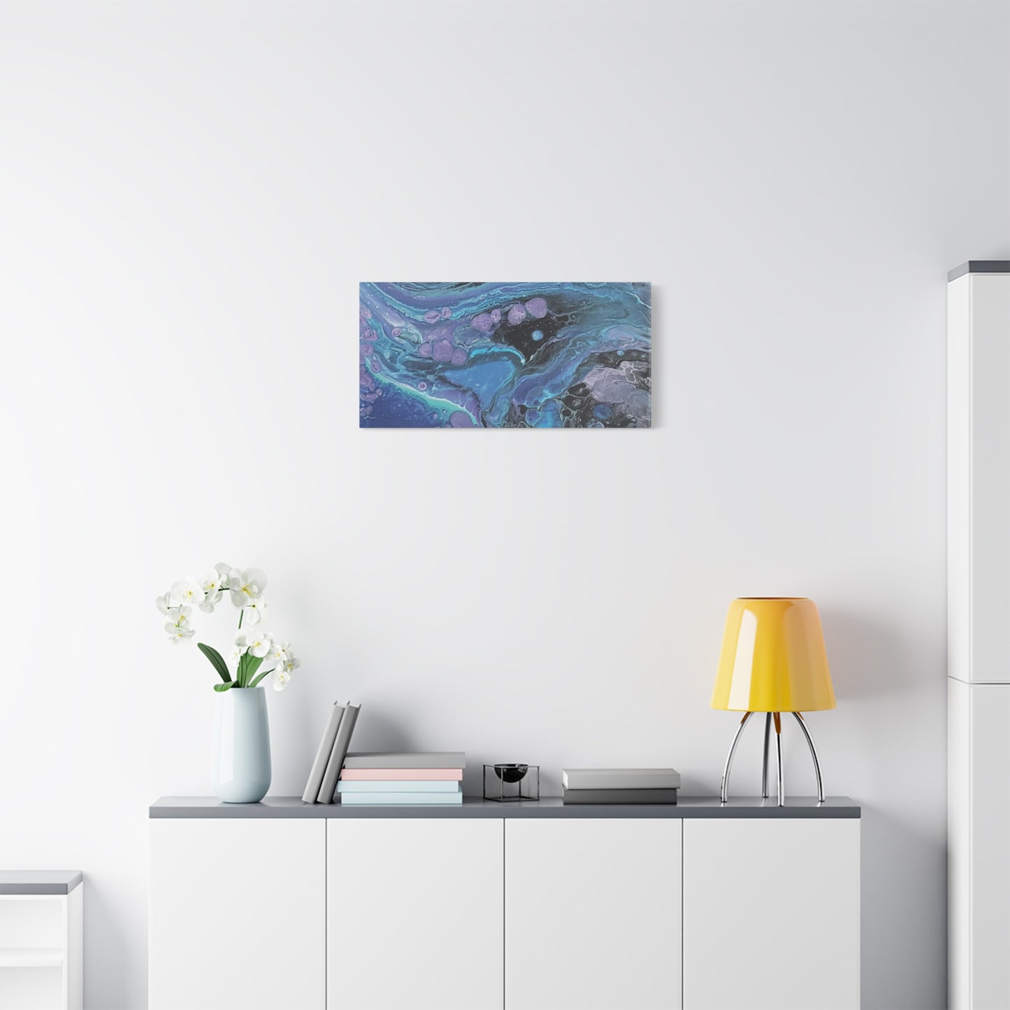 Abstract Ocean Wave Matte Canvas Print — Blue & Purple Fluid Art, Stretched 1.25"