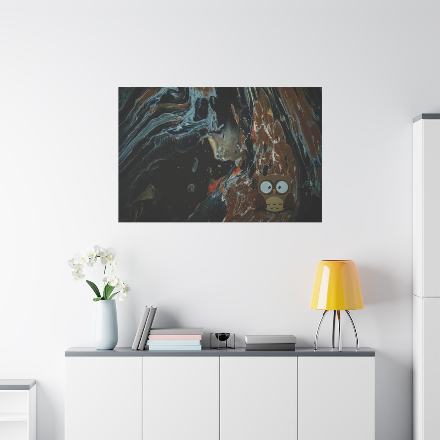 Abstract Swirl Owl Matte Canvas Print