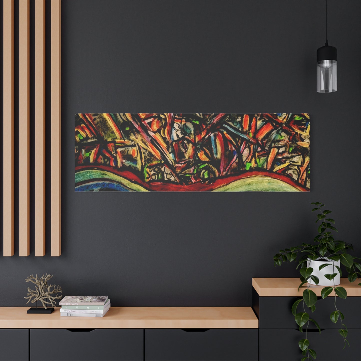 Acrylic_inequalities - Abstract Coastal Cityscape Canvas — Vibrant Ocean Wave Wall Art