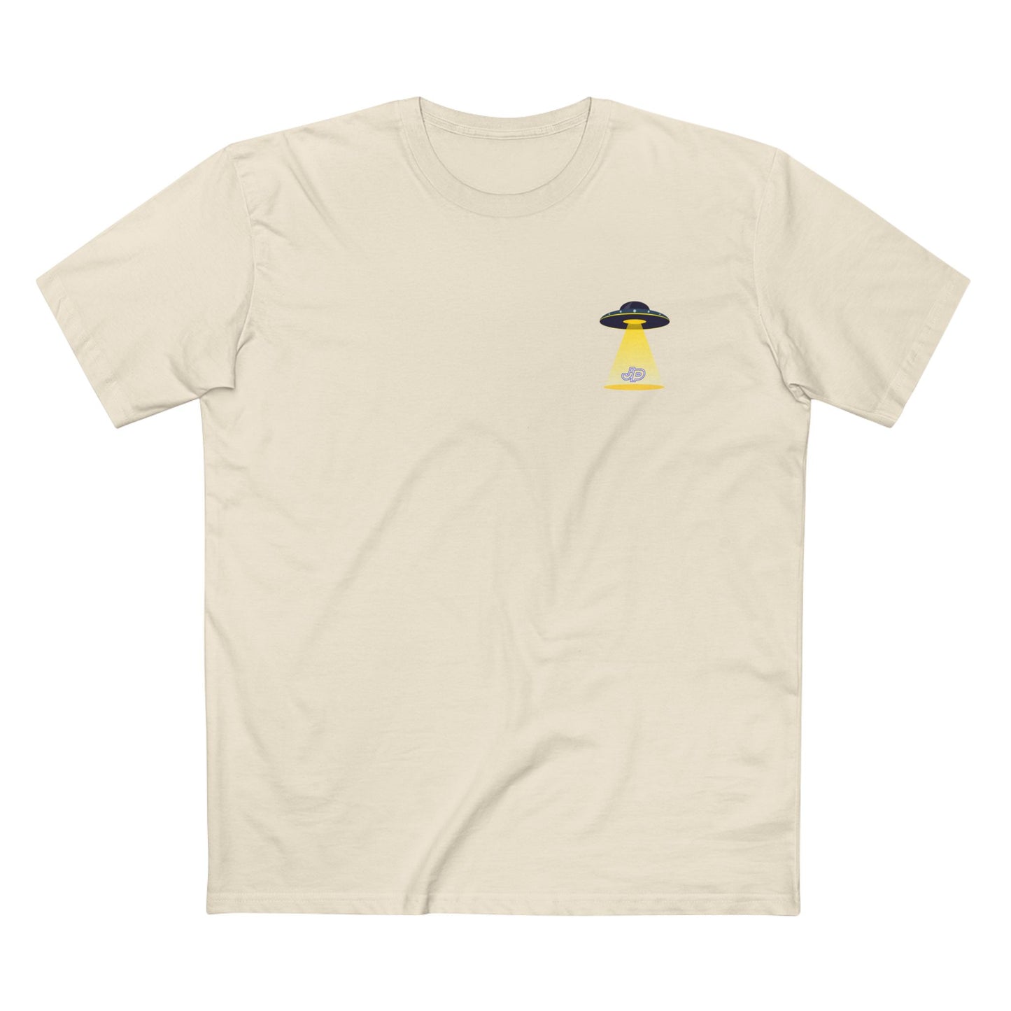 UFO Chest Pocket Tee — Retro Rocket Back Graphic Shirt