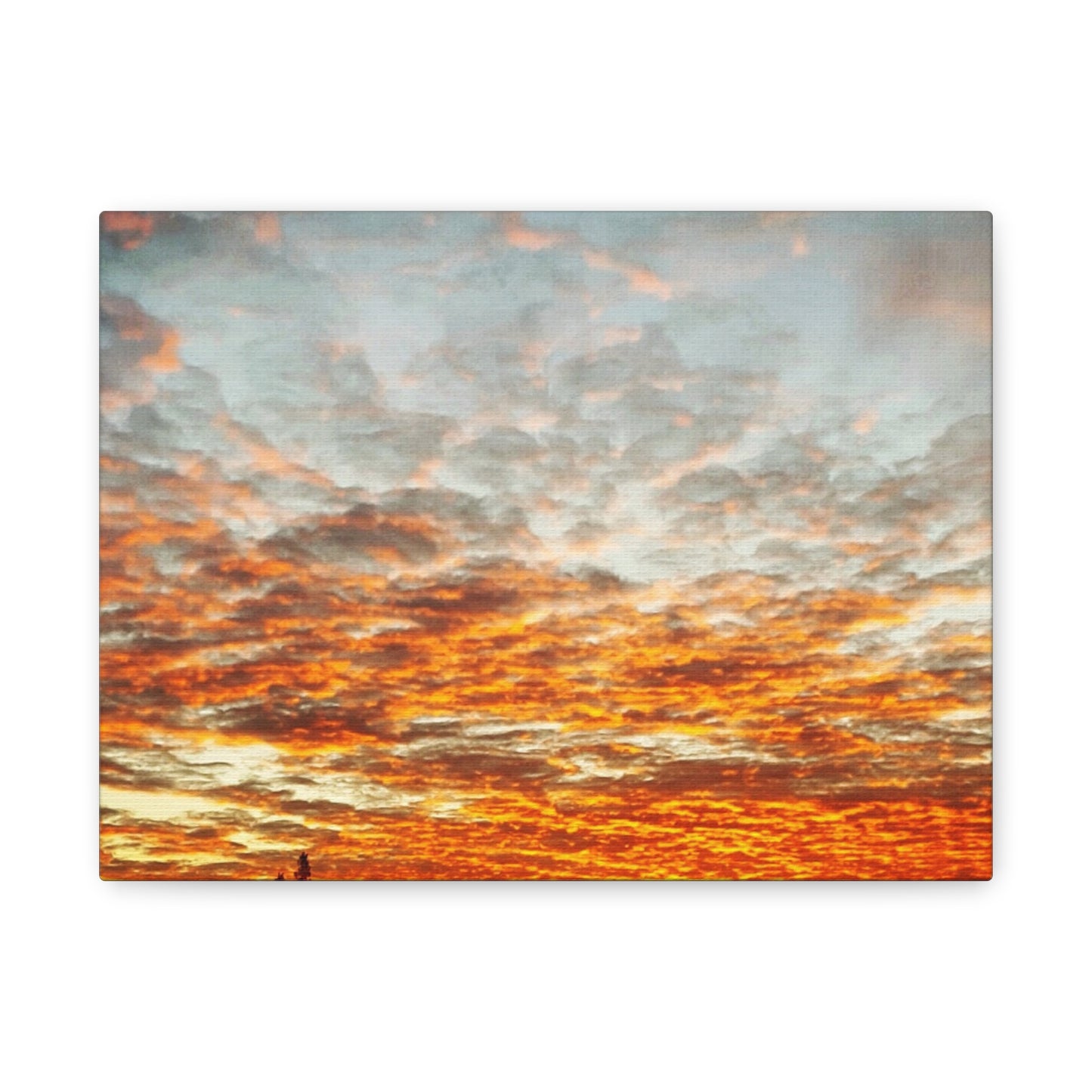 Sunset Sky Canvas Print — Orange Cloudscape Matte Stretched Wall Art