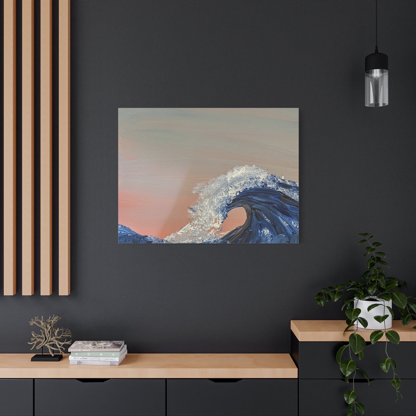 California_Coast - Ocean Wave Canvas Art — Blue Wave Seascape Matte Stretched Canvas