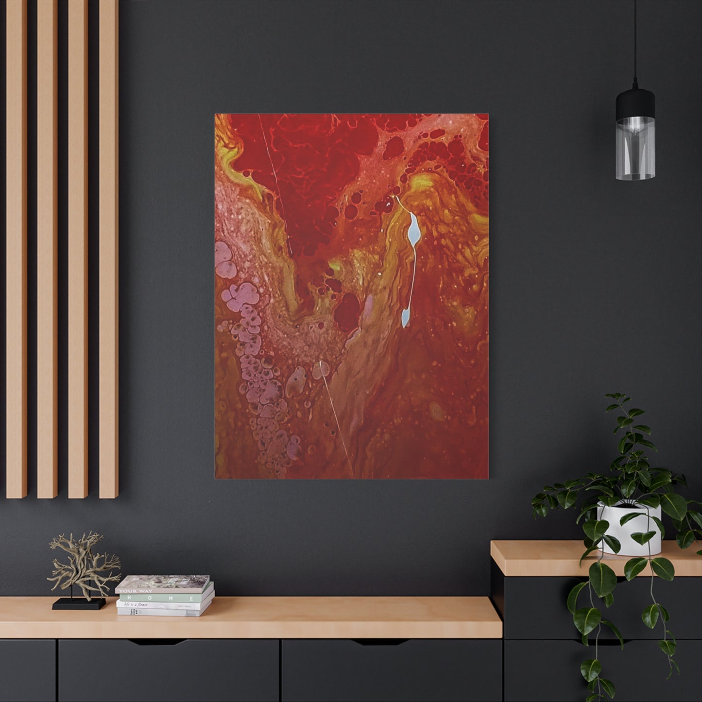 Abstract Red Fluid Art Canvas Print — Matte Stretched Wall Art