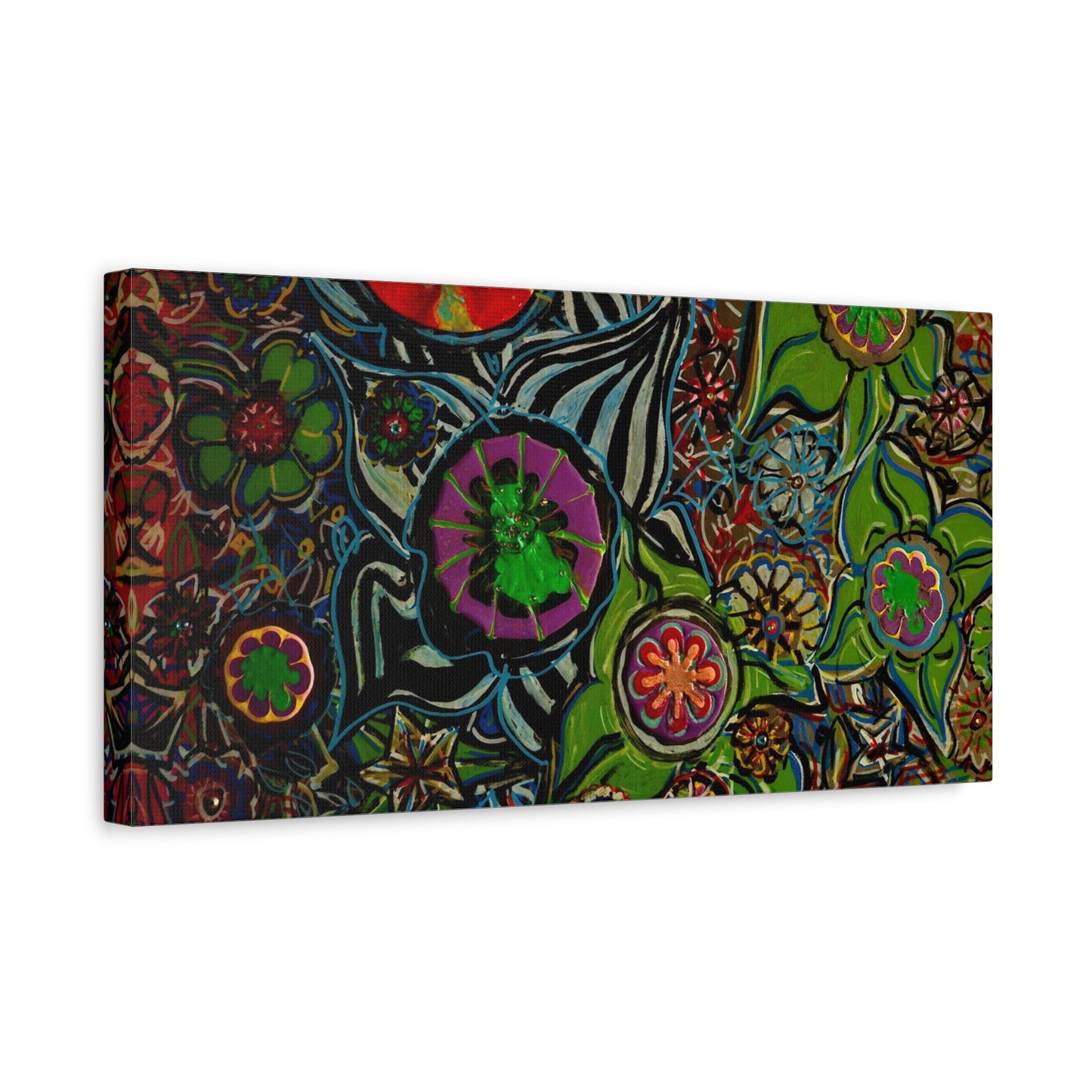 Urban_gardening-03 - Psychedelic Floral Canvas Print — Vibrant Abstract Garden Wall Art