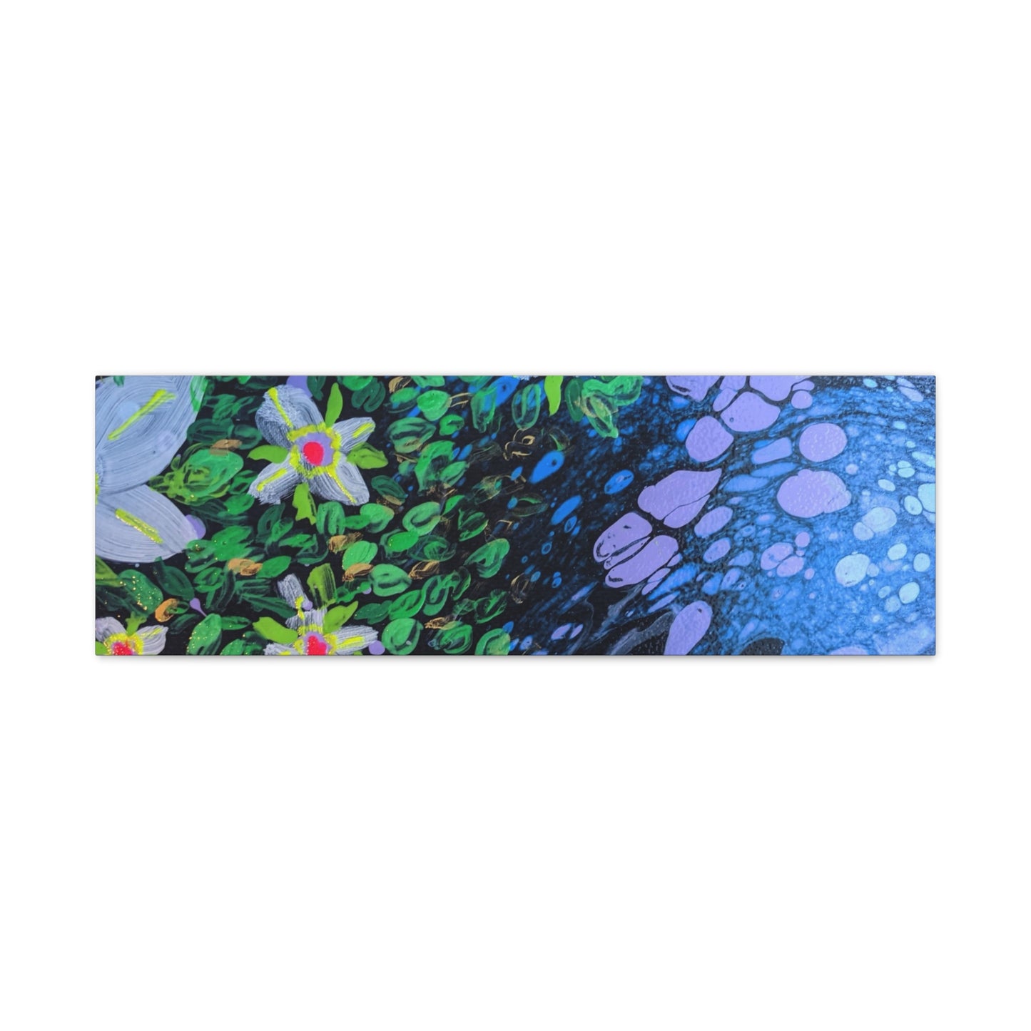Floetrol&Flowers -  Reef Matte Canvas Wall Art — Blue & Green Abstract Flower Painting