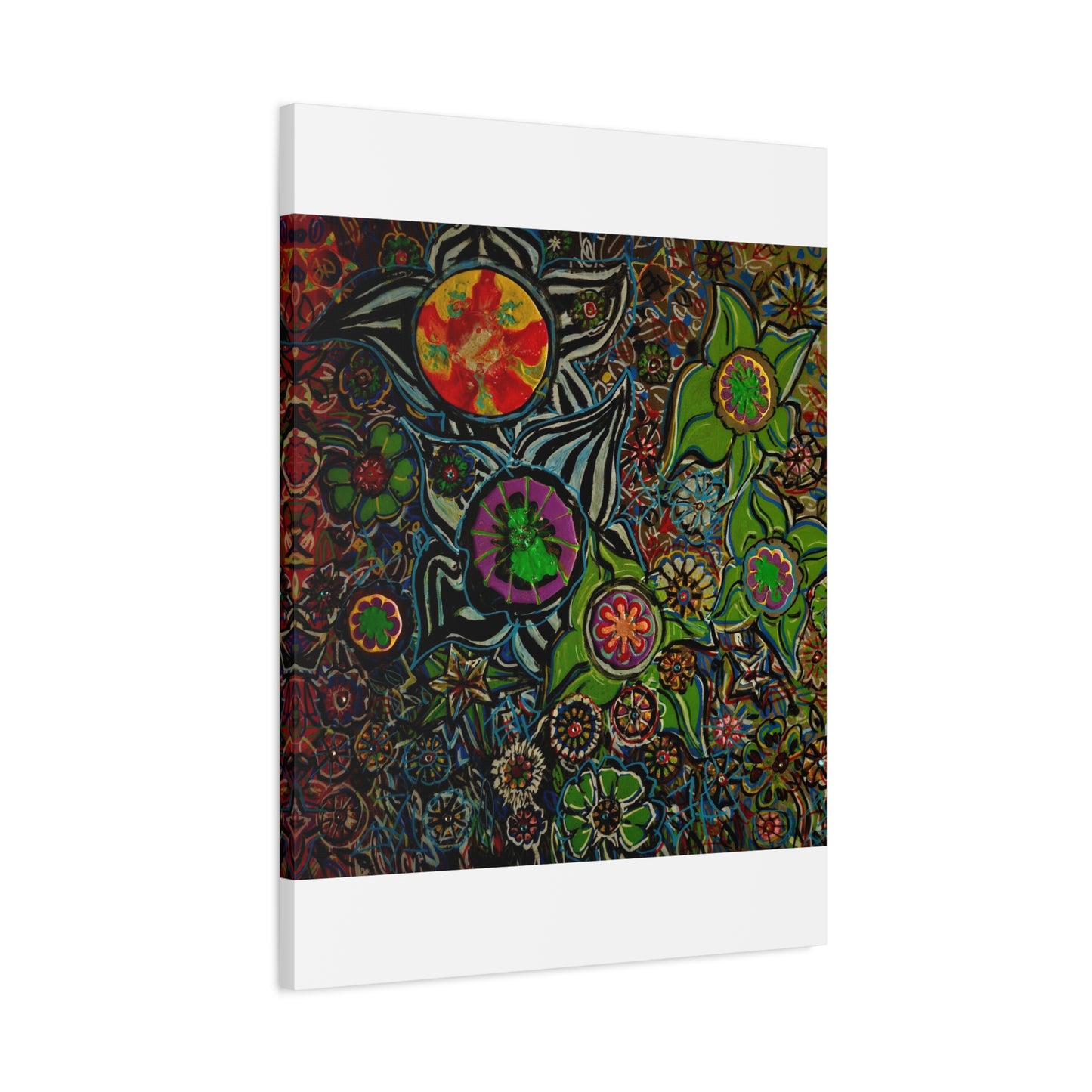 Urban_gardening-03 - Psychedelic Floral Canvas Print — Vibrant Abstract Garden Wall Art