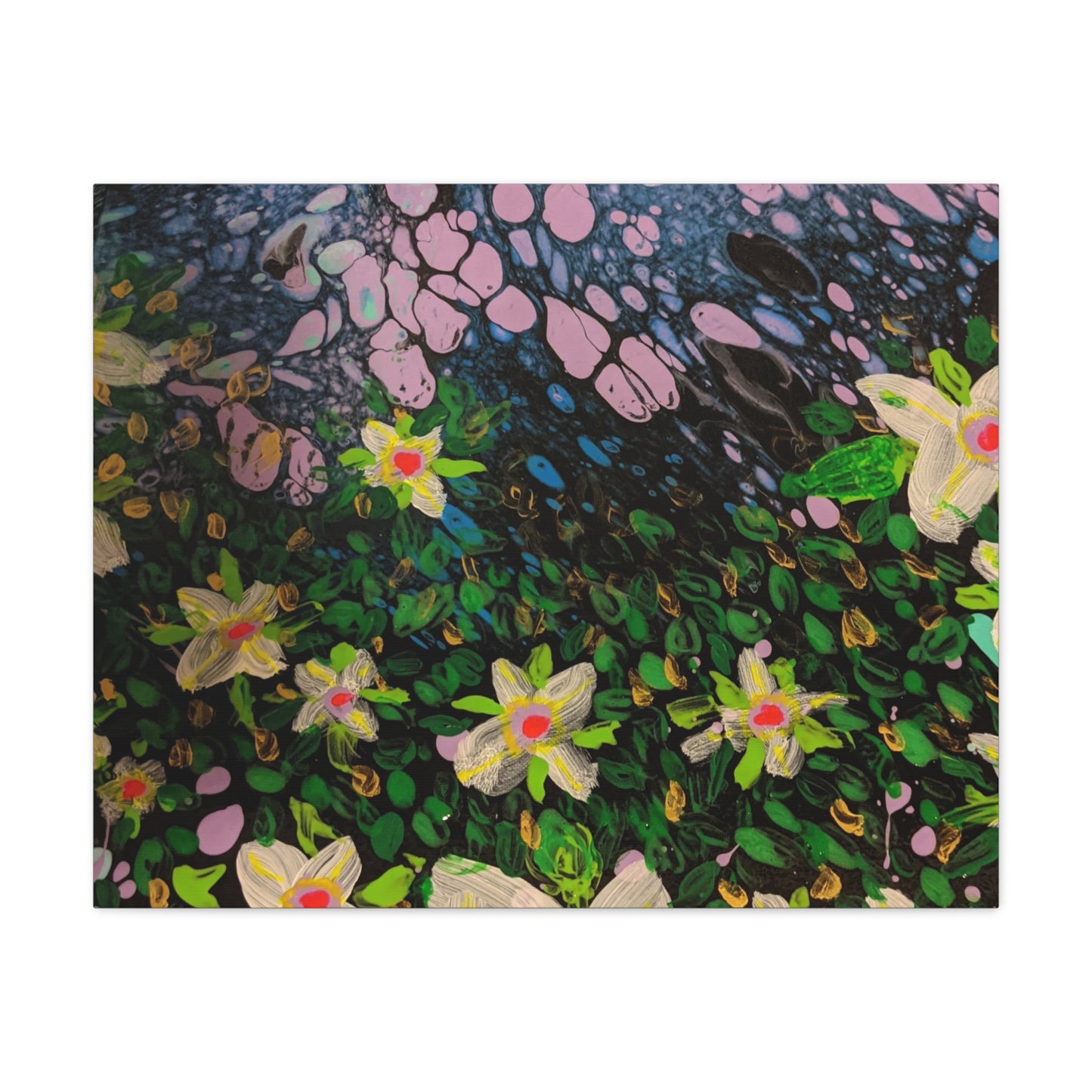 Floetrol&Flowers - Night Pour Garden Matte Canvas Print — Stretched Wall Art