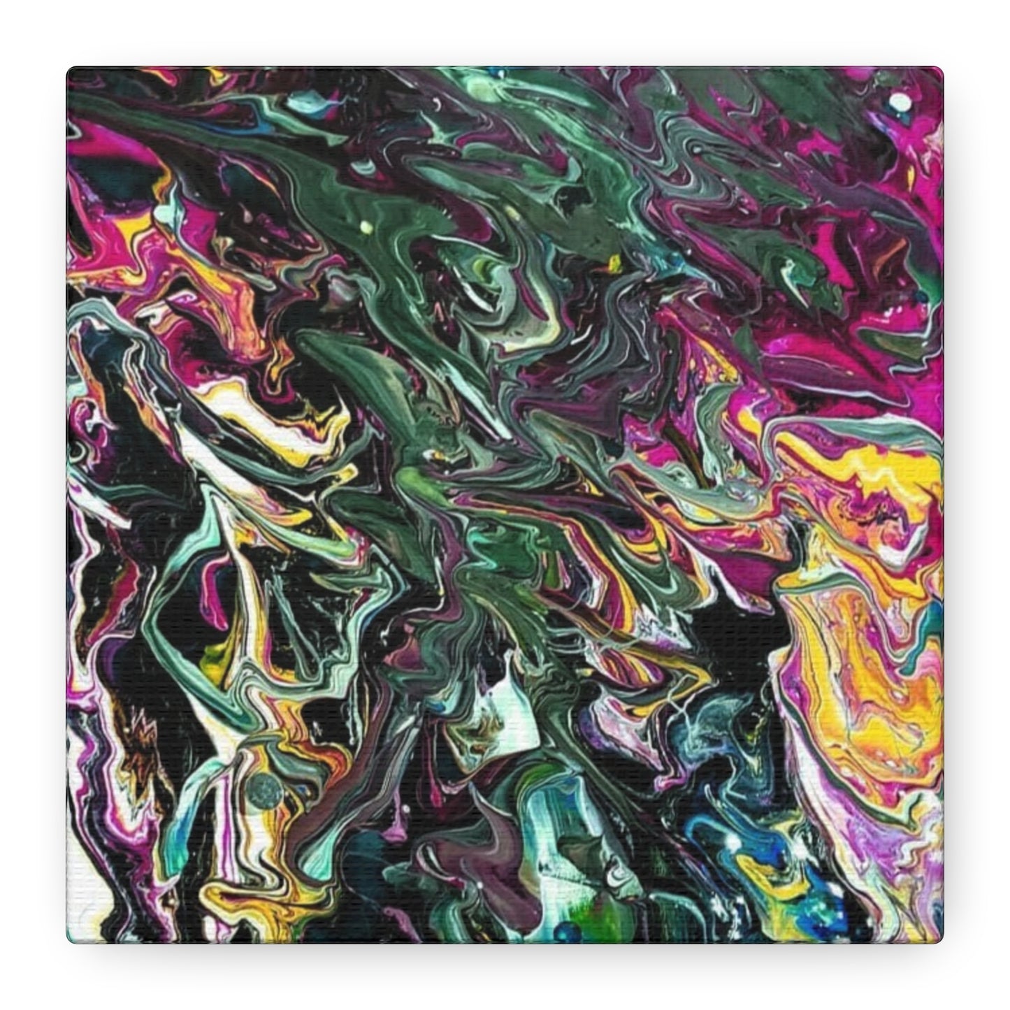 chaos in the garden - Abstract Fluid Art Matte Canvas Print - Colorful Swirl Wall Art