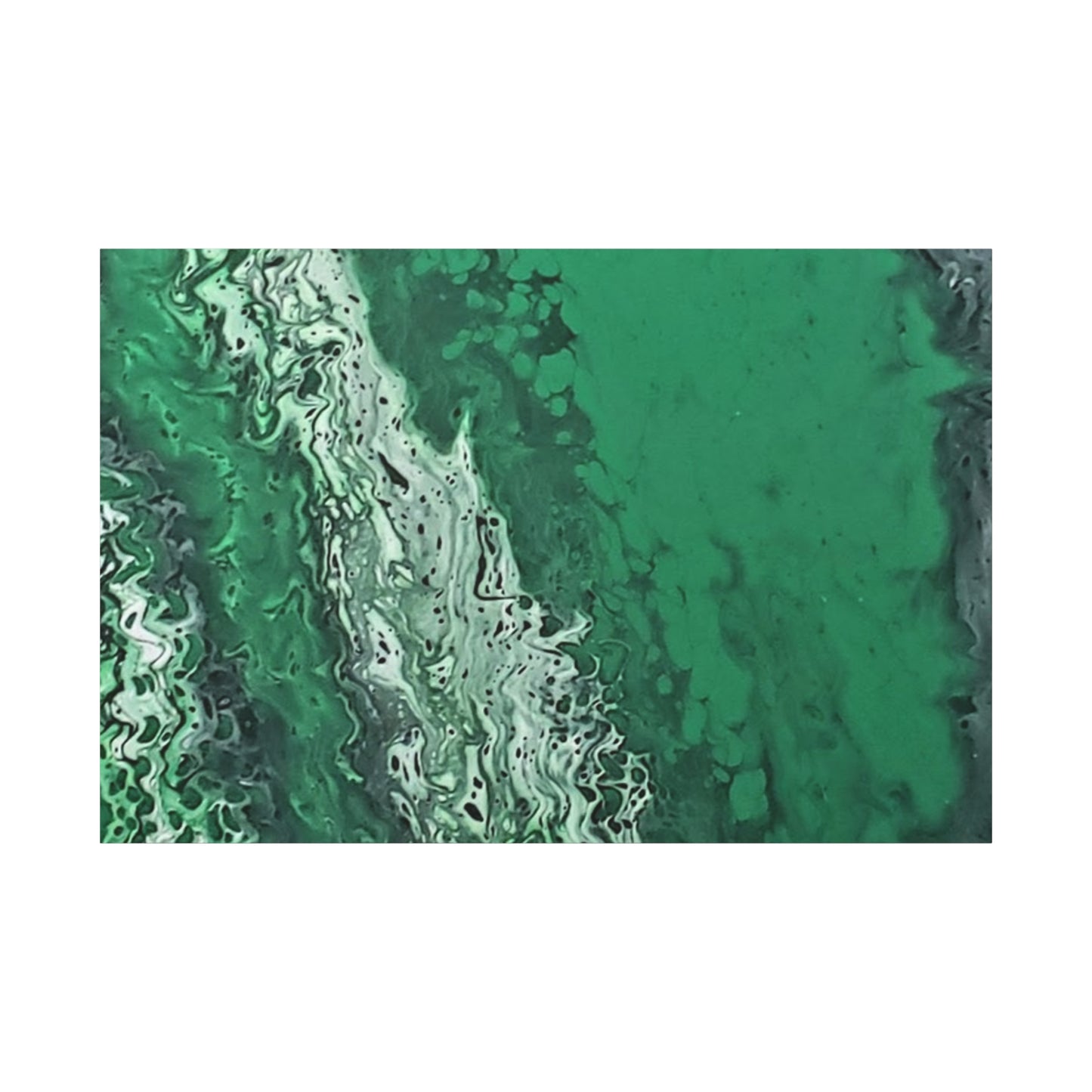 Emerald Wave Abstract Canvas Print — Matte Stretched Wall Art