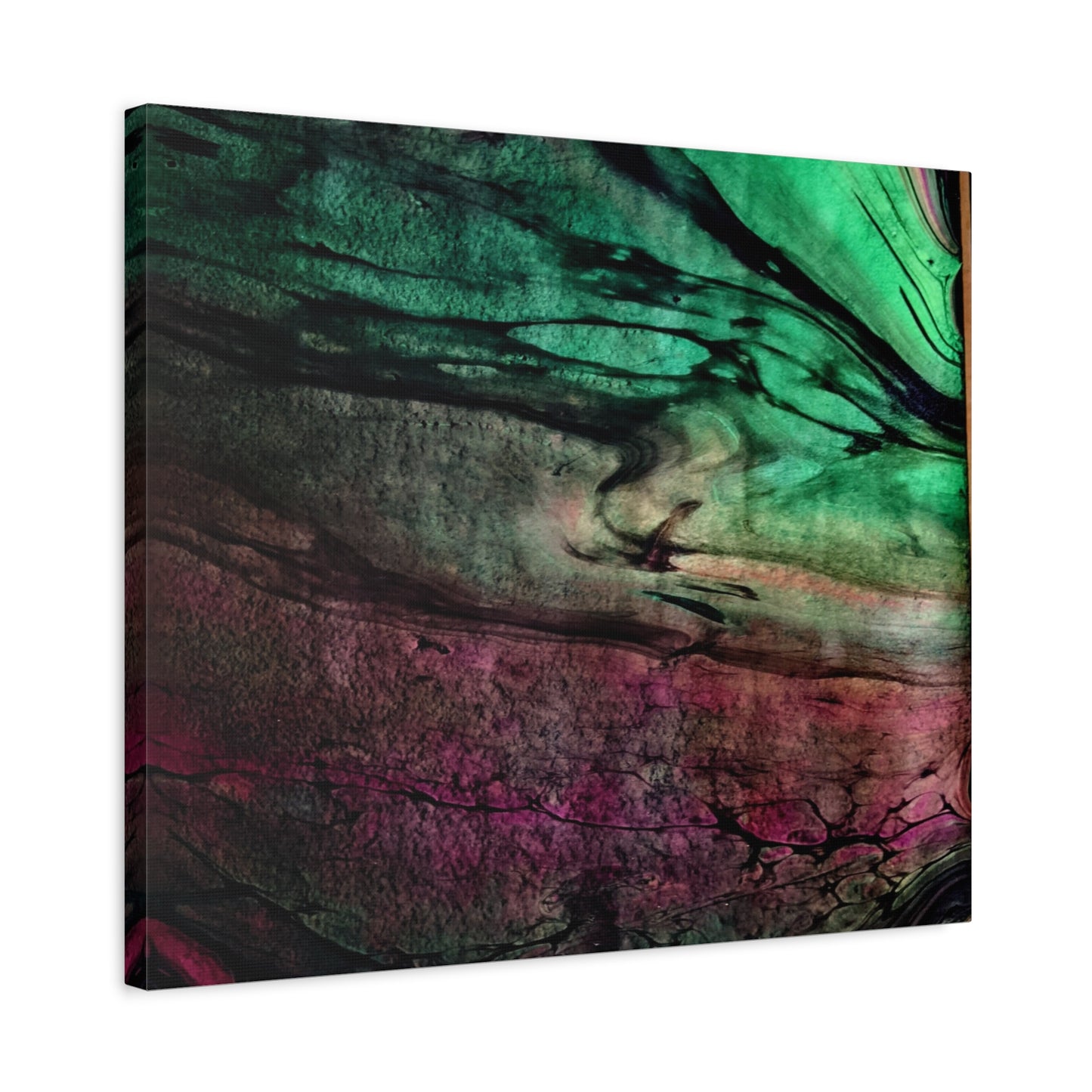 flame tempered pour - Abstract Teal & Magenta Canvas Wall Art — Matte Stretched 1.25"