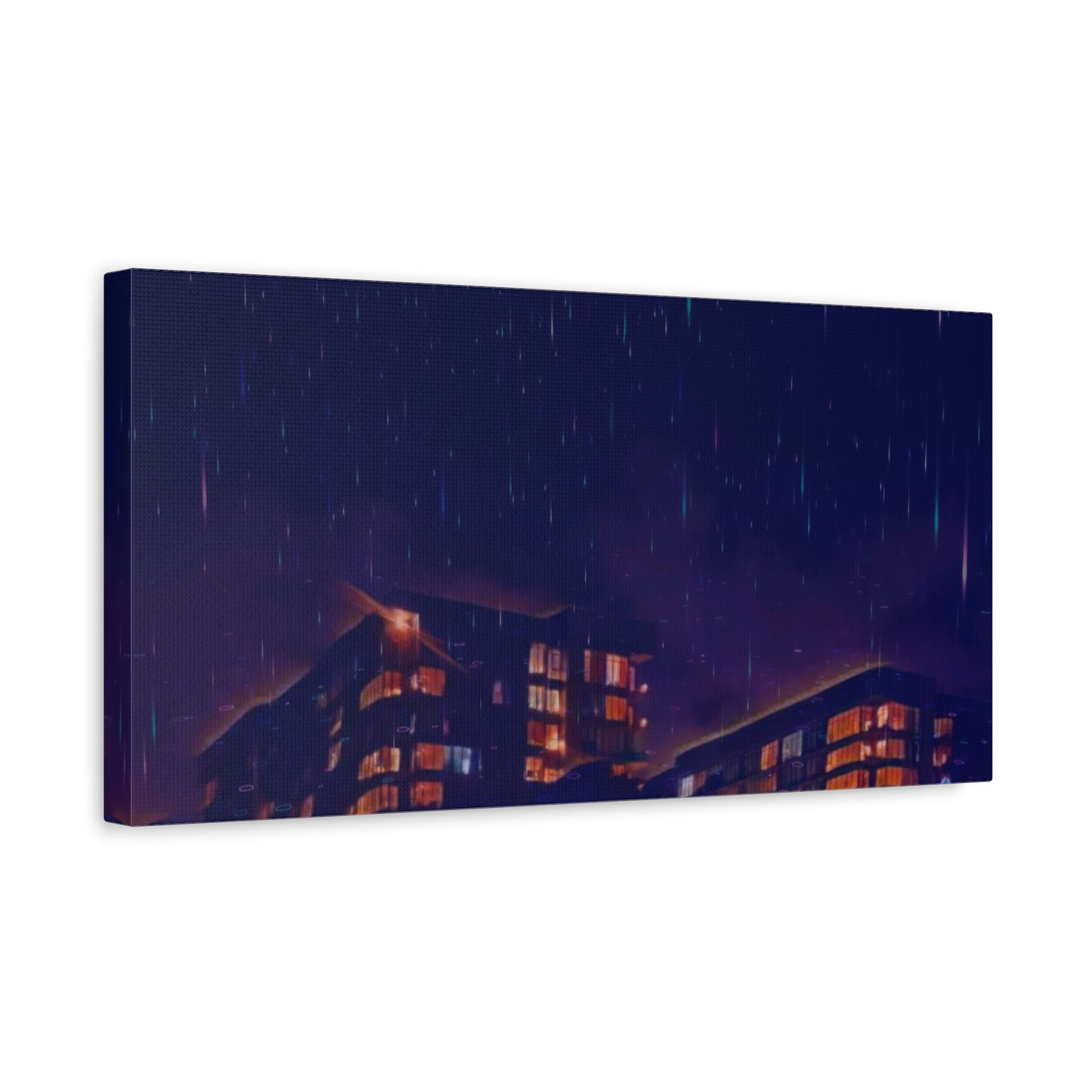 Neon Percipitation @ night - Canvas Print — Moody Urban Wall Art