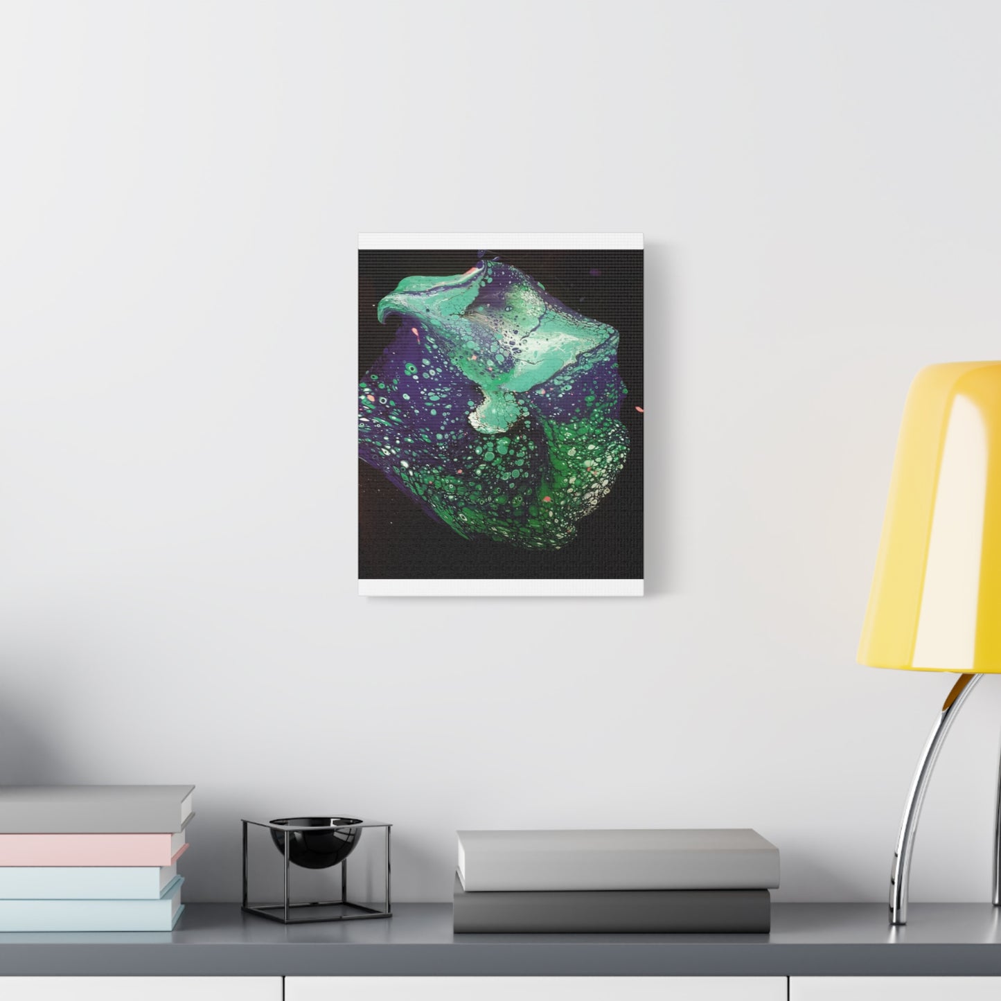 Abstract Green & Teal Fluid Art Canvas Print - Matte Stretched Wall Art