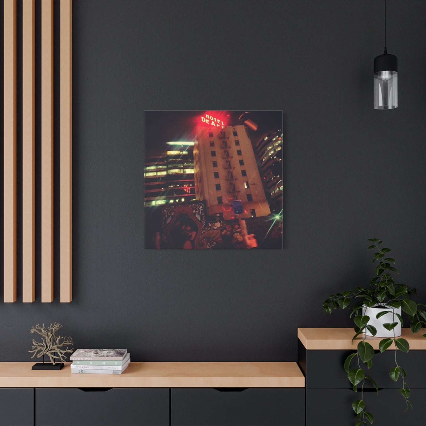 Hotel DeAnza - City Nightscape Canvas Print — Urban Street Art Building Matte Stretched 1.25"