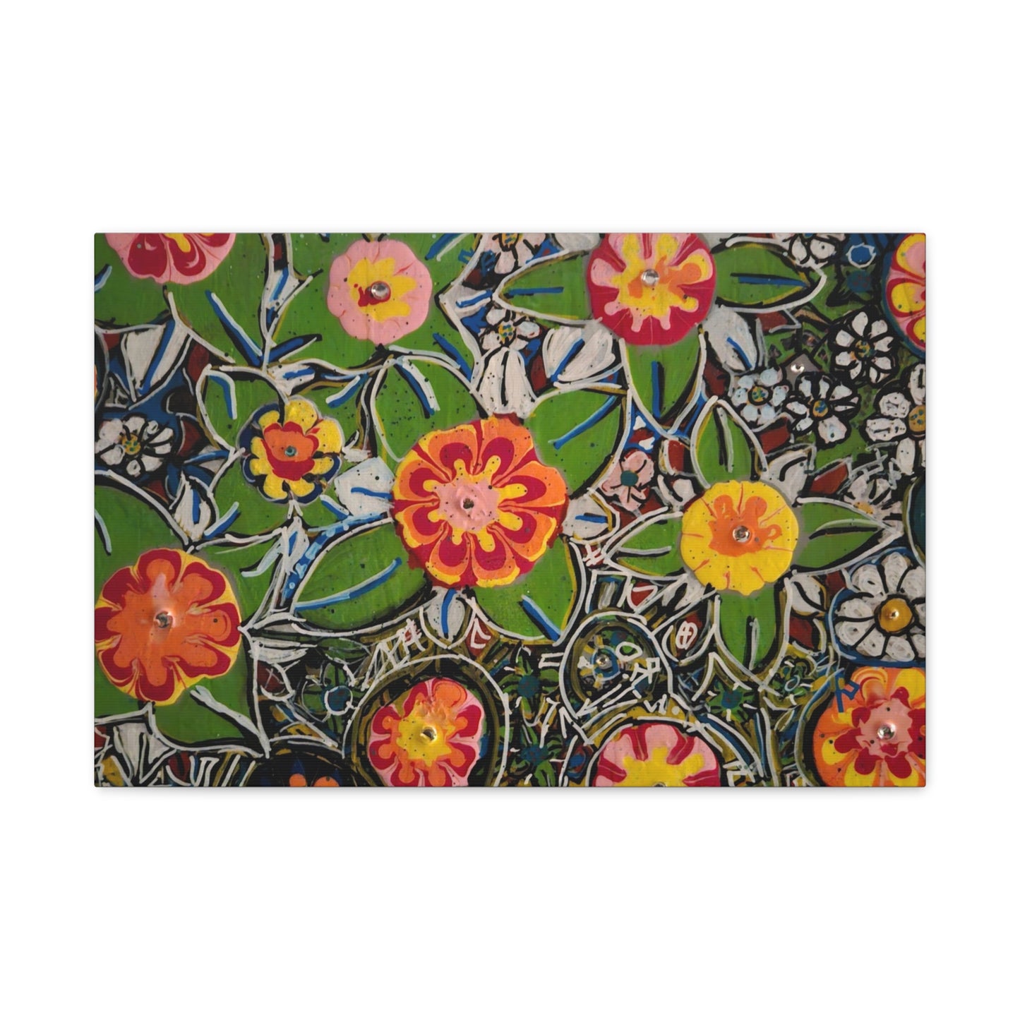 Urban_gardening-04 - Floral Pop Matte Stretched Canvas – Colorful Hand-Painted Garden Wall Art