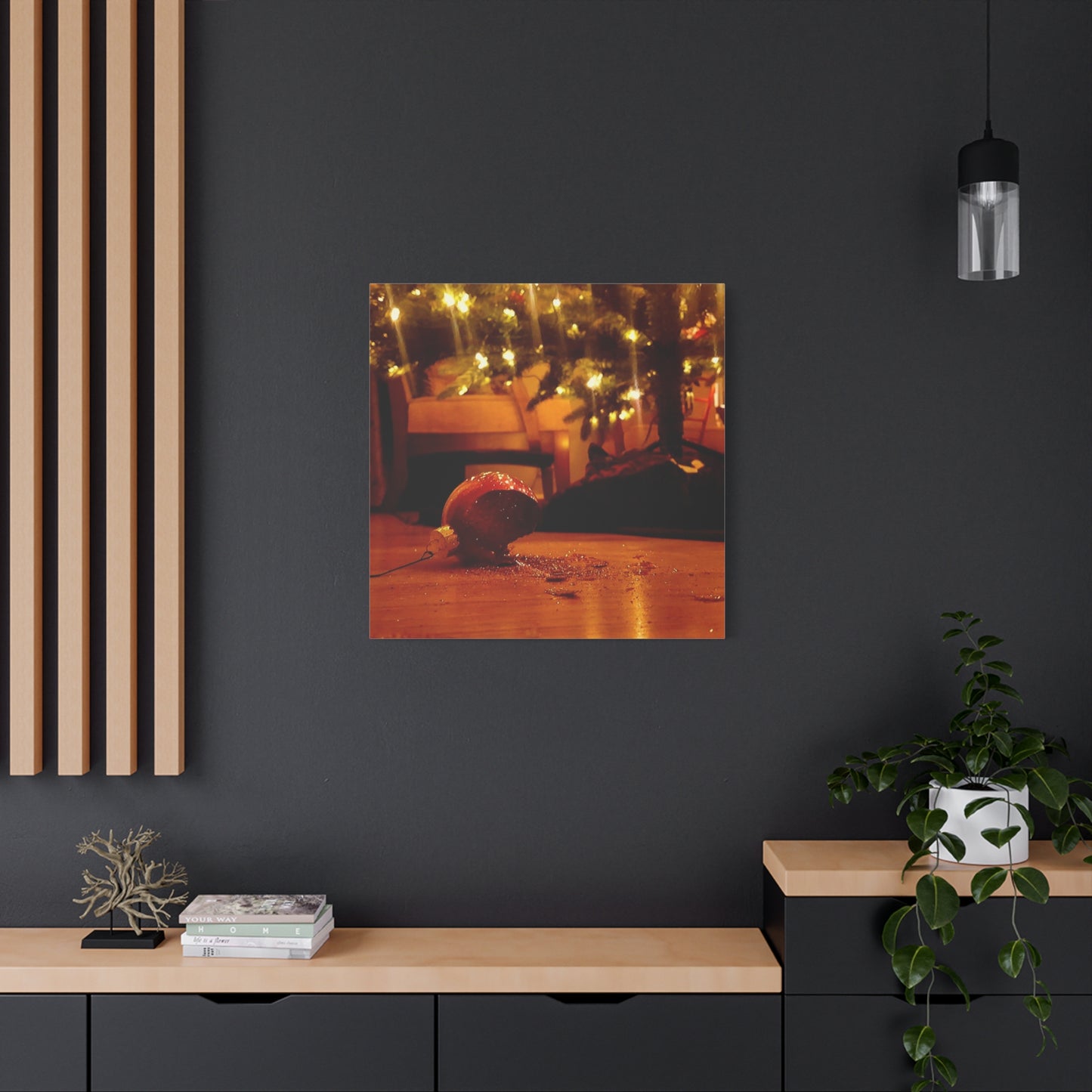 Christmas Tree Ornament Photo Canvas – Cozy Holiday Still Life Wall Art