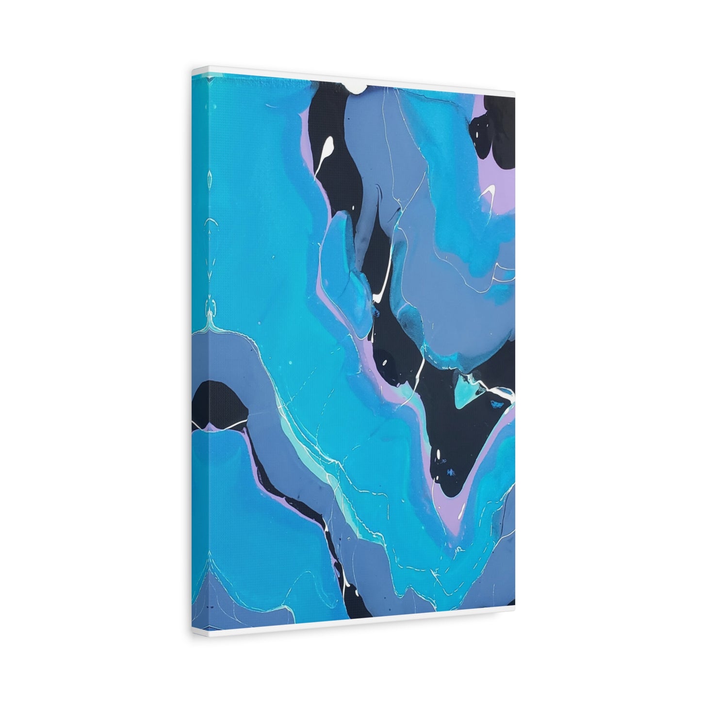 Abstract Blue Fluid Art Canvas Print — Matte Stretched Wall Art 1.25"