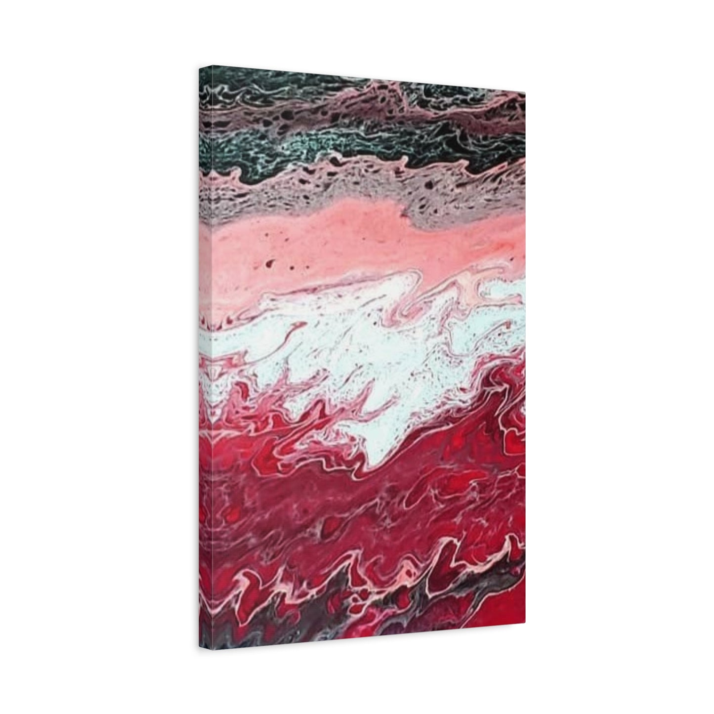 Abstract Pink & Red Fluid Art Canvas — Matte Stretched Wall Art