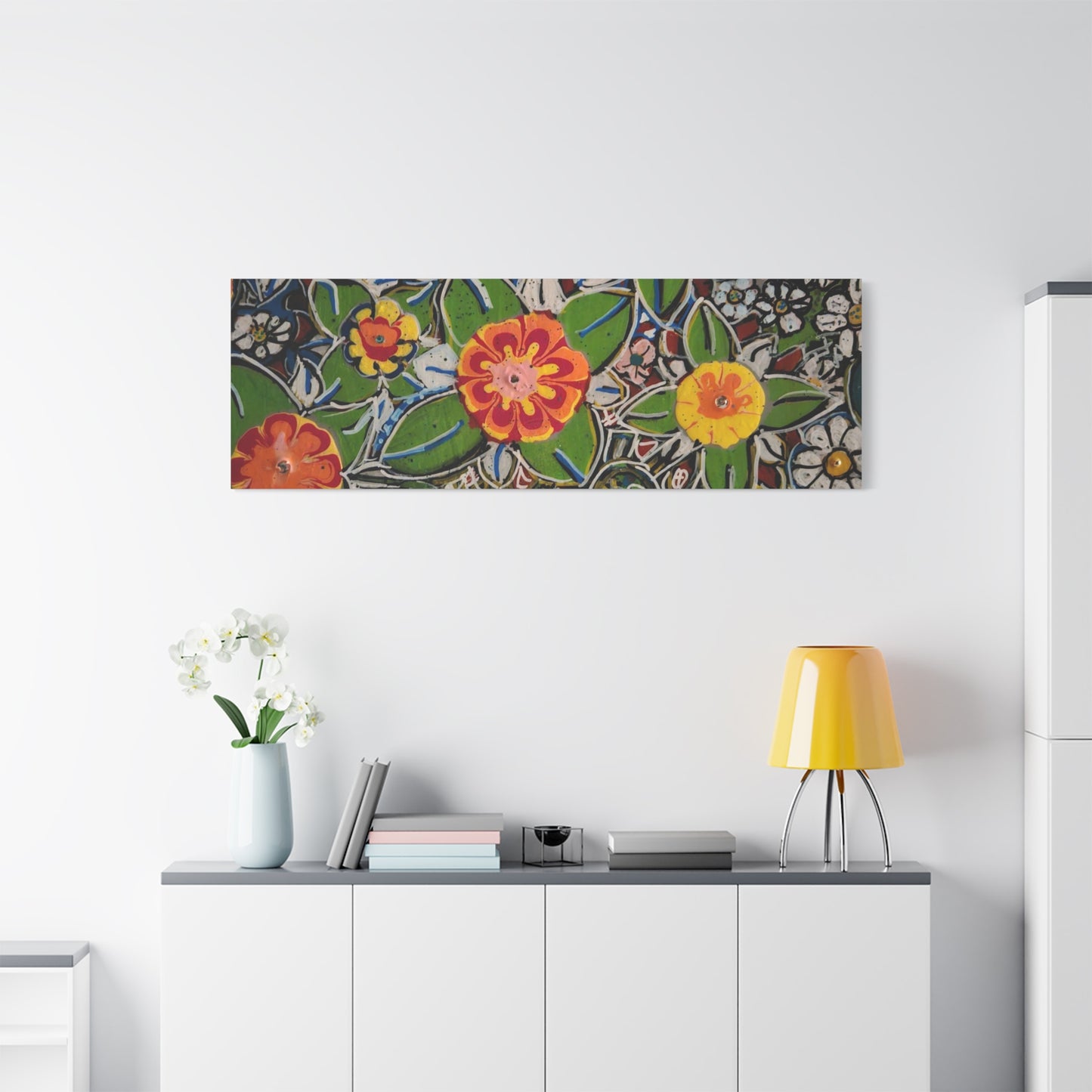 Urban_gardening-04 - Floral Pop Matte Stretched Canvas – Colorful Hand-Painted Garden Wall Art