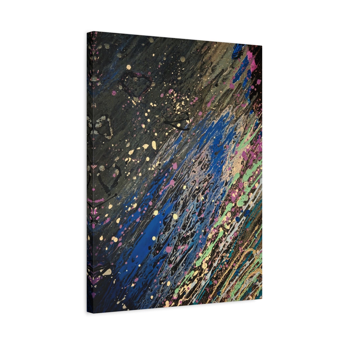 Abstract Splatter Matte Canvas Print — Colorful Fluid Art Wall Decor, Stretched 1.25"