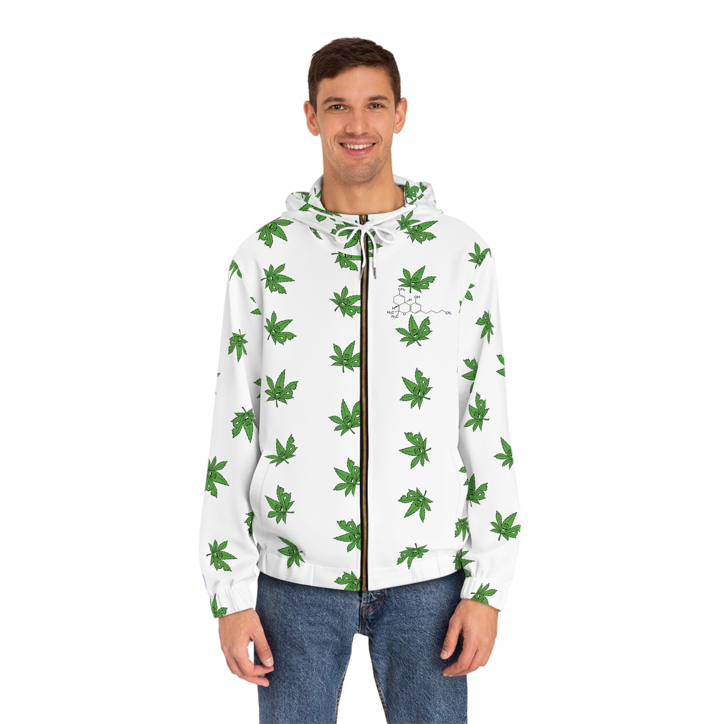 All-Over Green Leaf Zip Hoodie — Men’s Full-Zip AOP Jacket