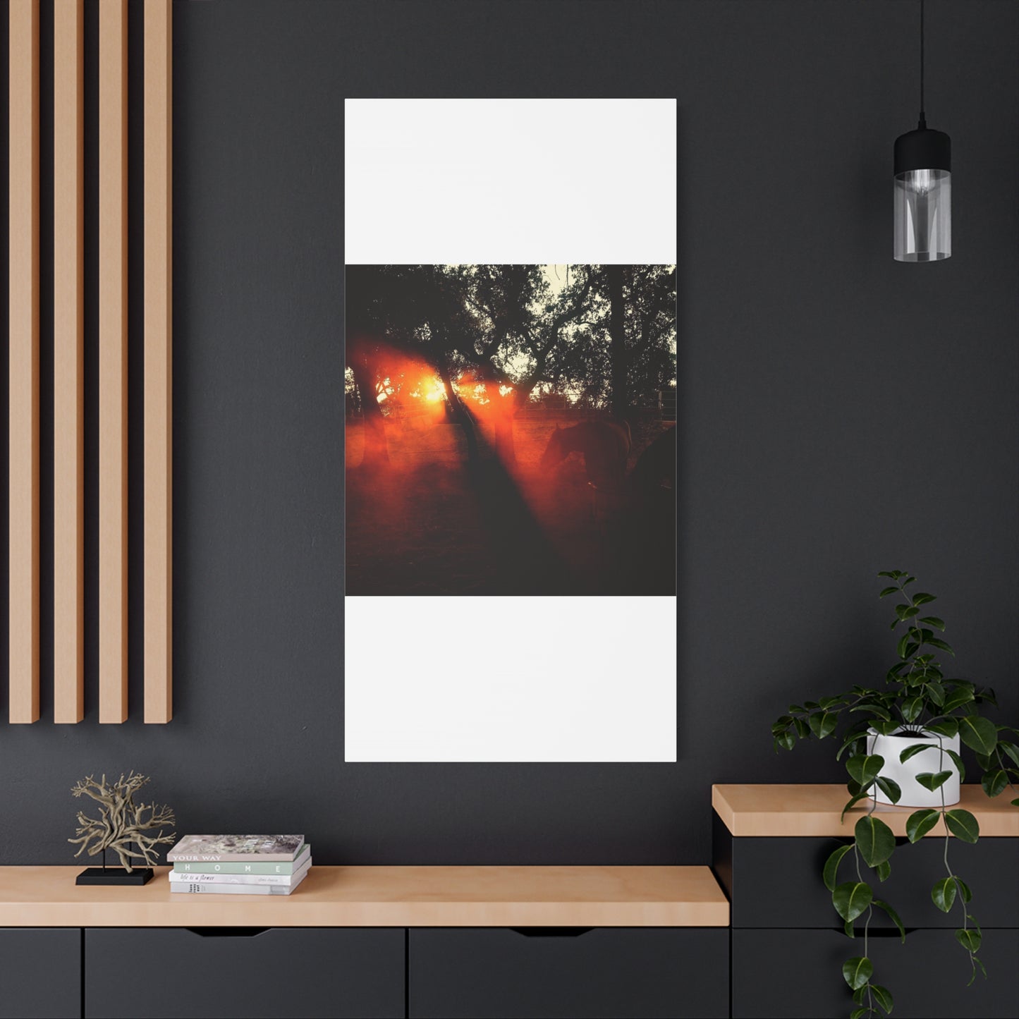 Sunset Forest Matte Canvas Wall Art — Dramatic Orange Light Photography
