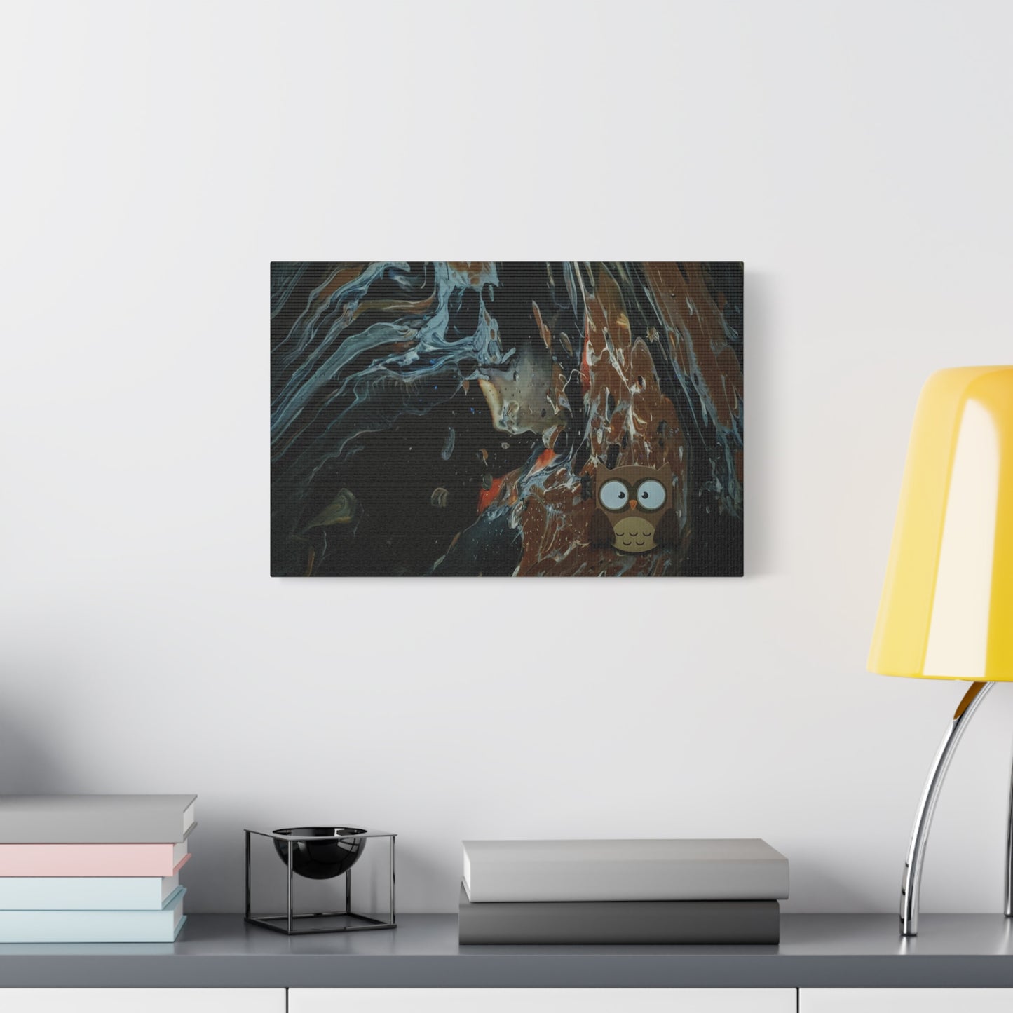 Abstract Swirl Owl Matte Canvas Print