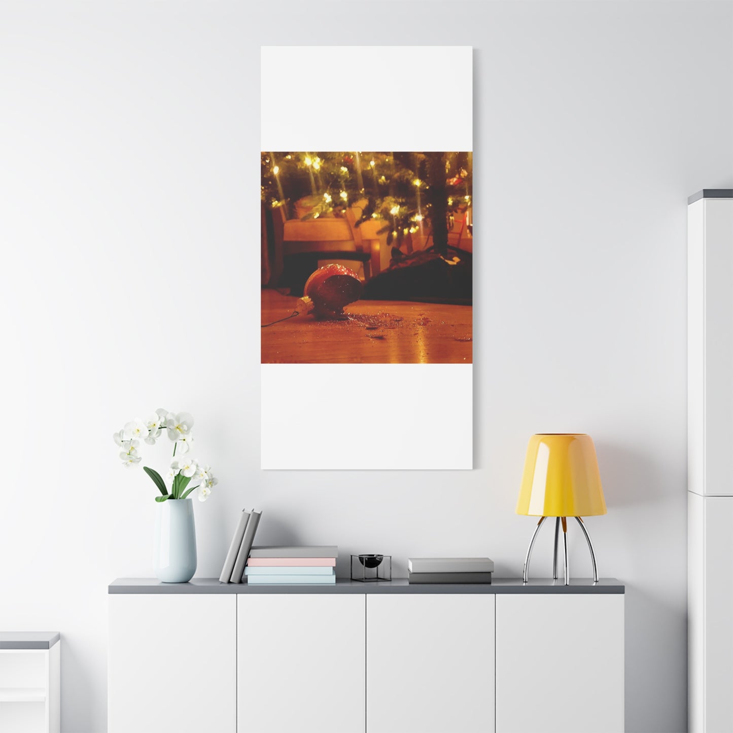 Christmas Tree Ornament Photo Canvas – Cozy Holiday Still Life Wall Art