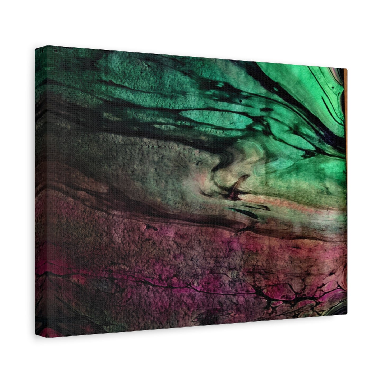 flame tempered pour - Abstract Teal & Magenta Canvas Wall Art — Matte Stretched 1.25"