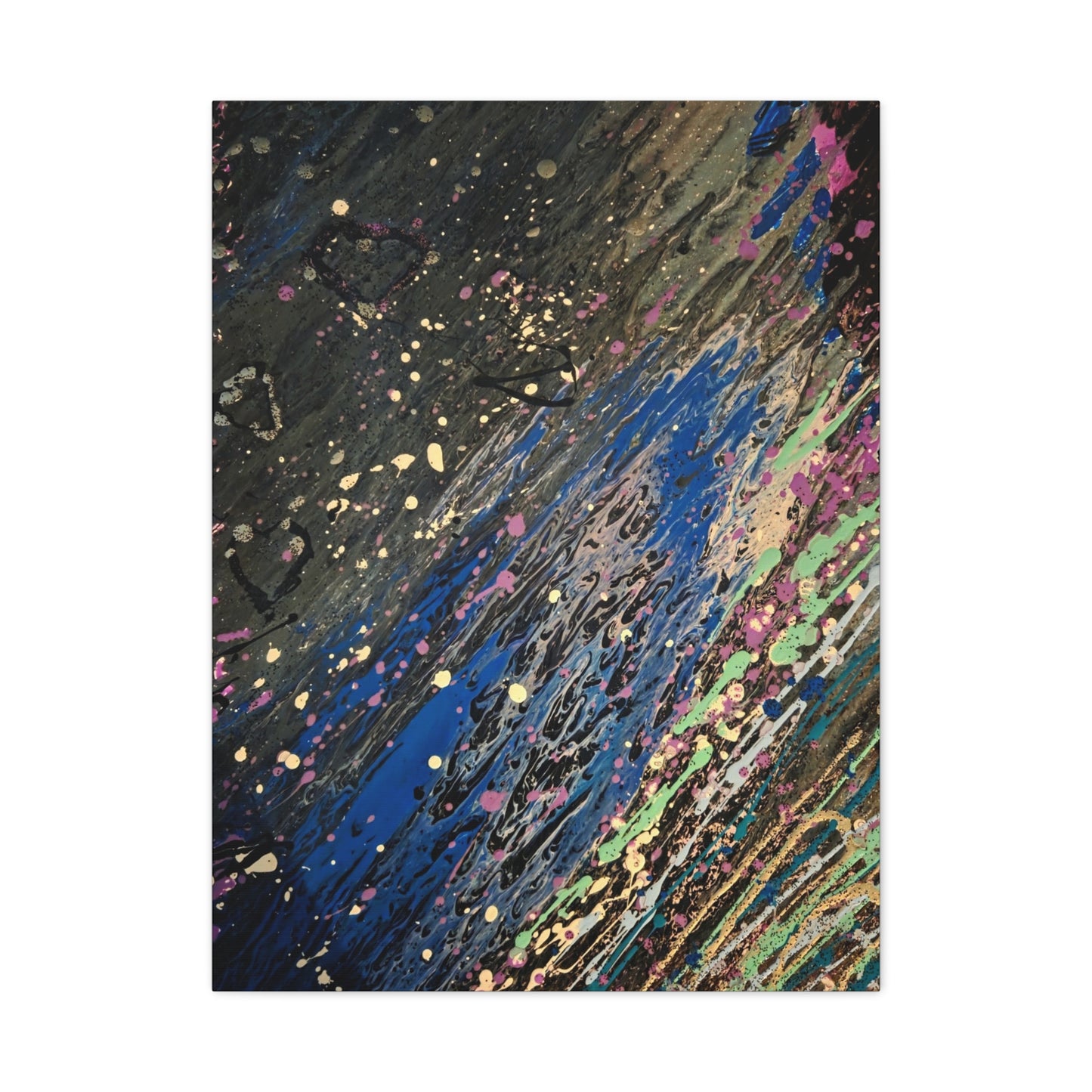 Abstract Splatter Matte Canvas Print — Colorful Fluid Art Wall Decor, Stretched 1.25"