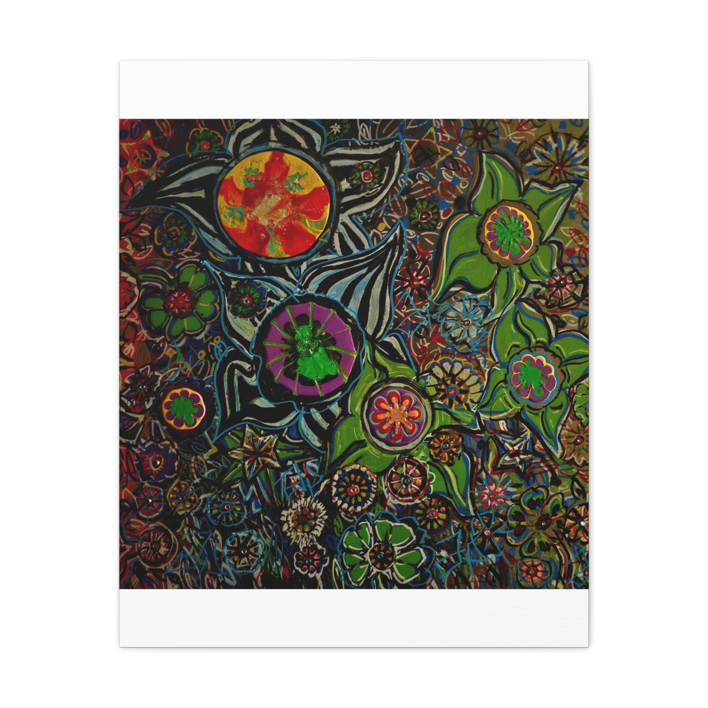Urban_gardening-03 - Psychedelic Floral Canvas Print — Vibrant Abstract Garden Wall Art