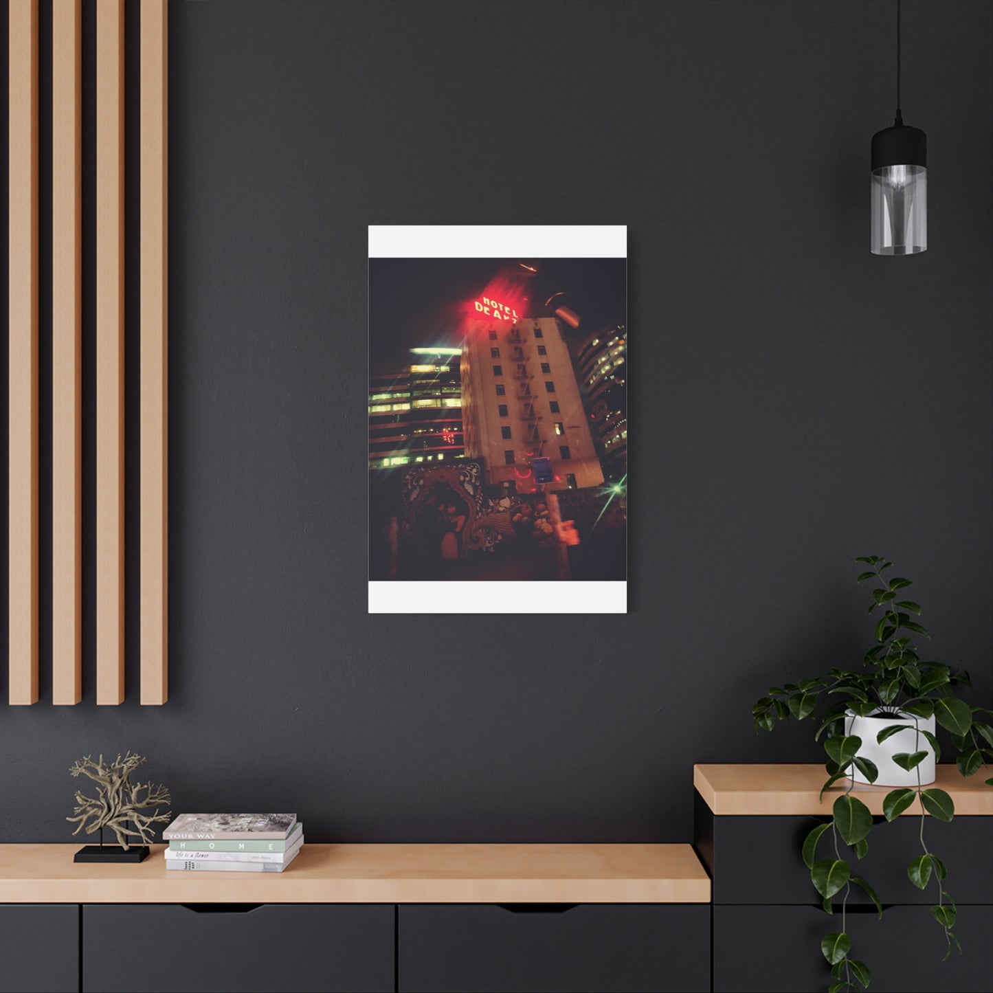 Hotel DeAnza - City Nightscape Canvas Print — Urban Street Art Building Matte Stretched 1.25"