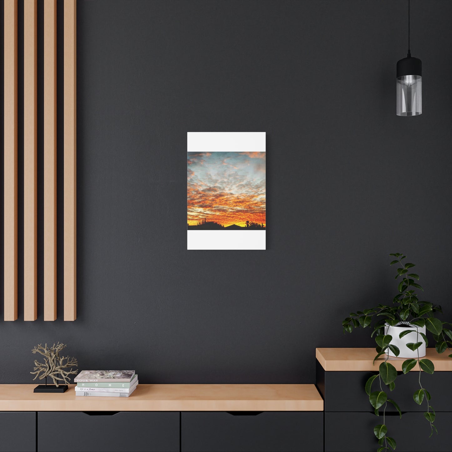 Sunset Sky Canvas Print — Orange Cloudscape Matte Stretched Wall Art