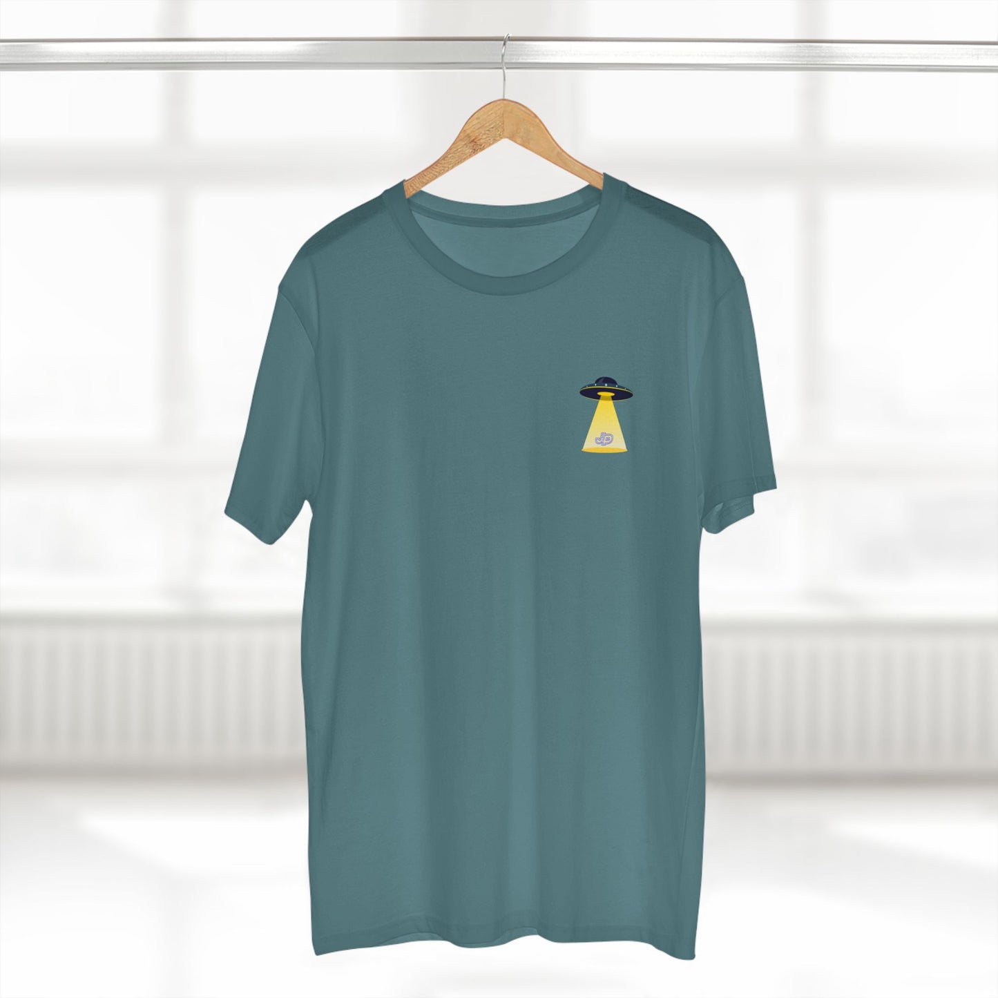 UFO Chest Pocket Tee — Retro Rocket Back Graphic Shirt