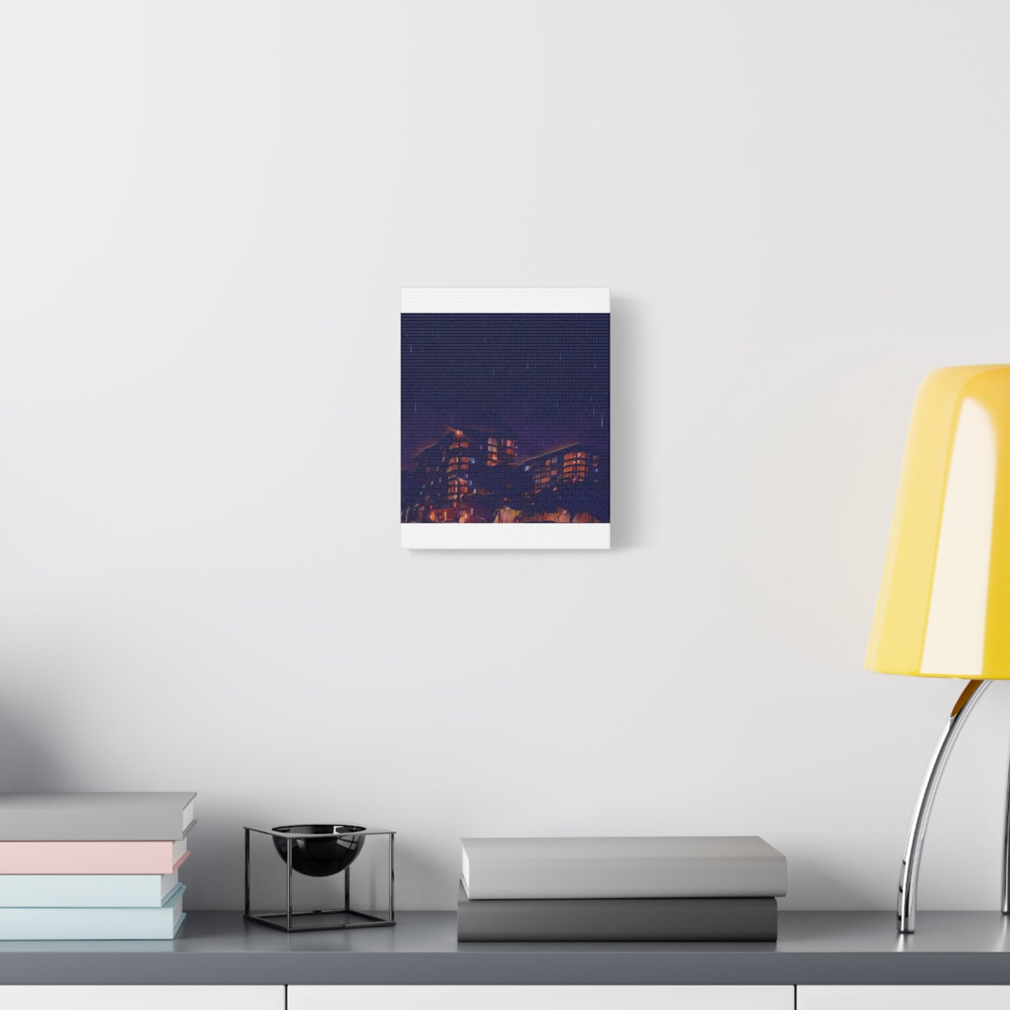 Neon Percipitation @ night - Canvas Print — Moody Urban Wall Art