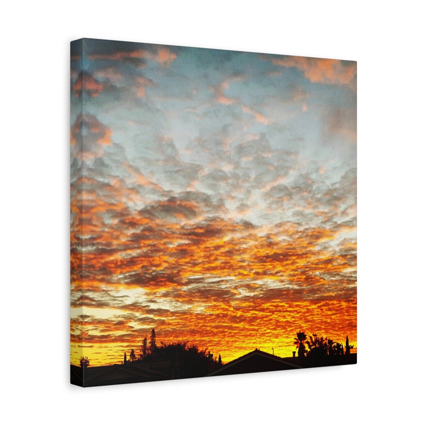 Sunset Sky Canvas Print — Orange Cloudscape Matte Stretched Wall Art