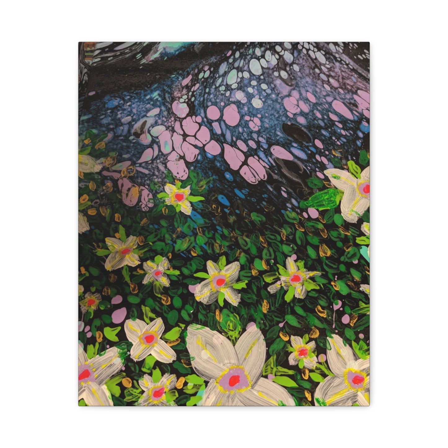 Floetrol&Flowers - Night Pour Garden Matte Canvas Print — Stretched Wall Art