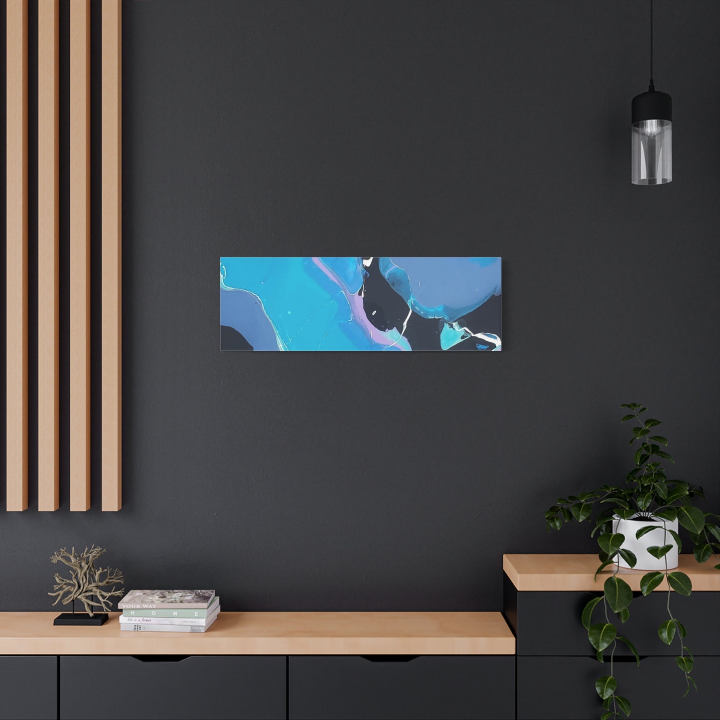 Abstract Blue Fluid Art Canvas Print — Matte Stretched Wall Art 1.25"